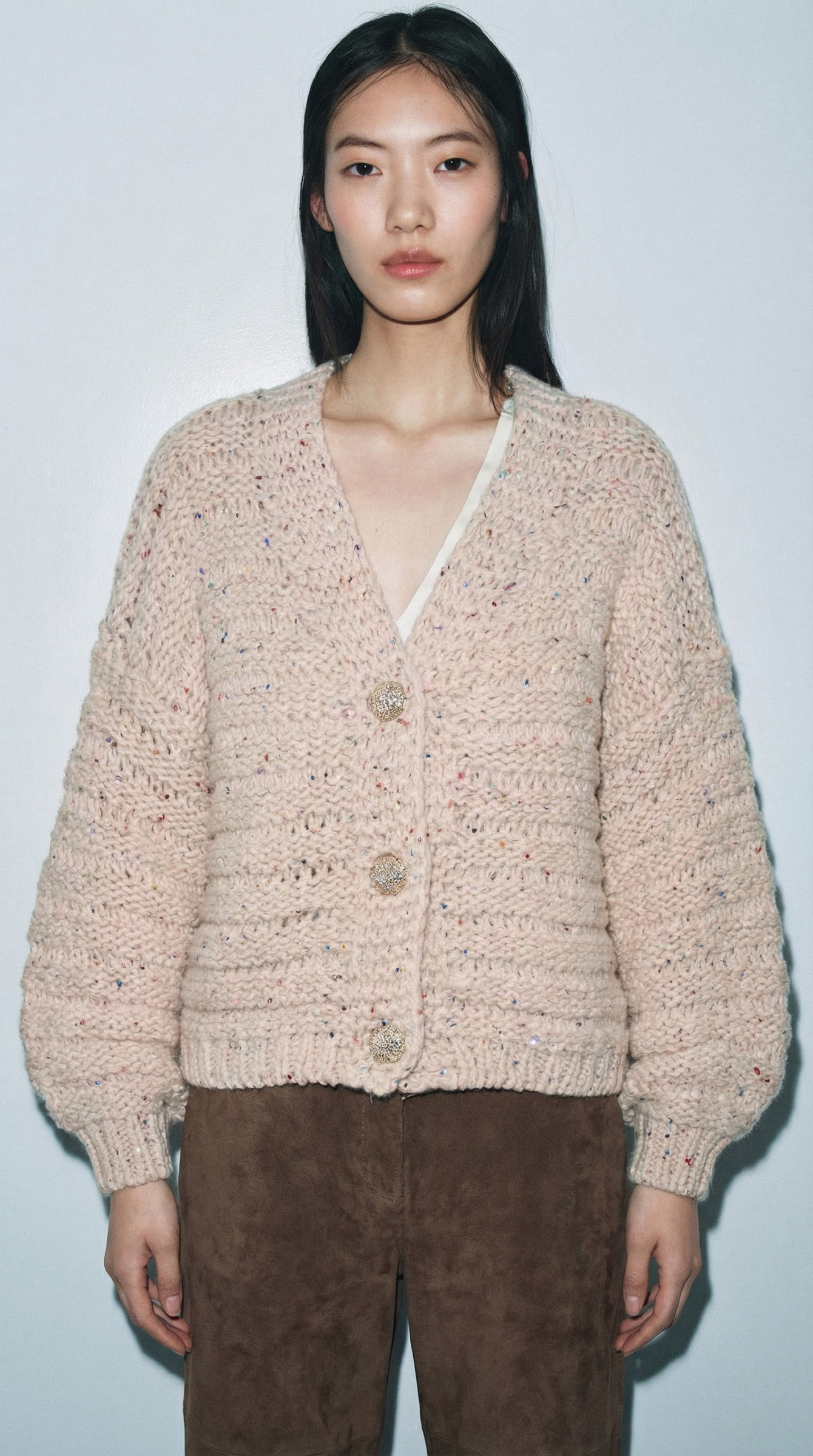 Wholesaler KY CREATION - Chunky knit cardigan with sequins