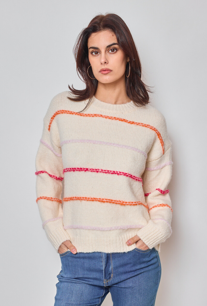Wholesaler KY CREATION - Sweater with colorful stripes