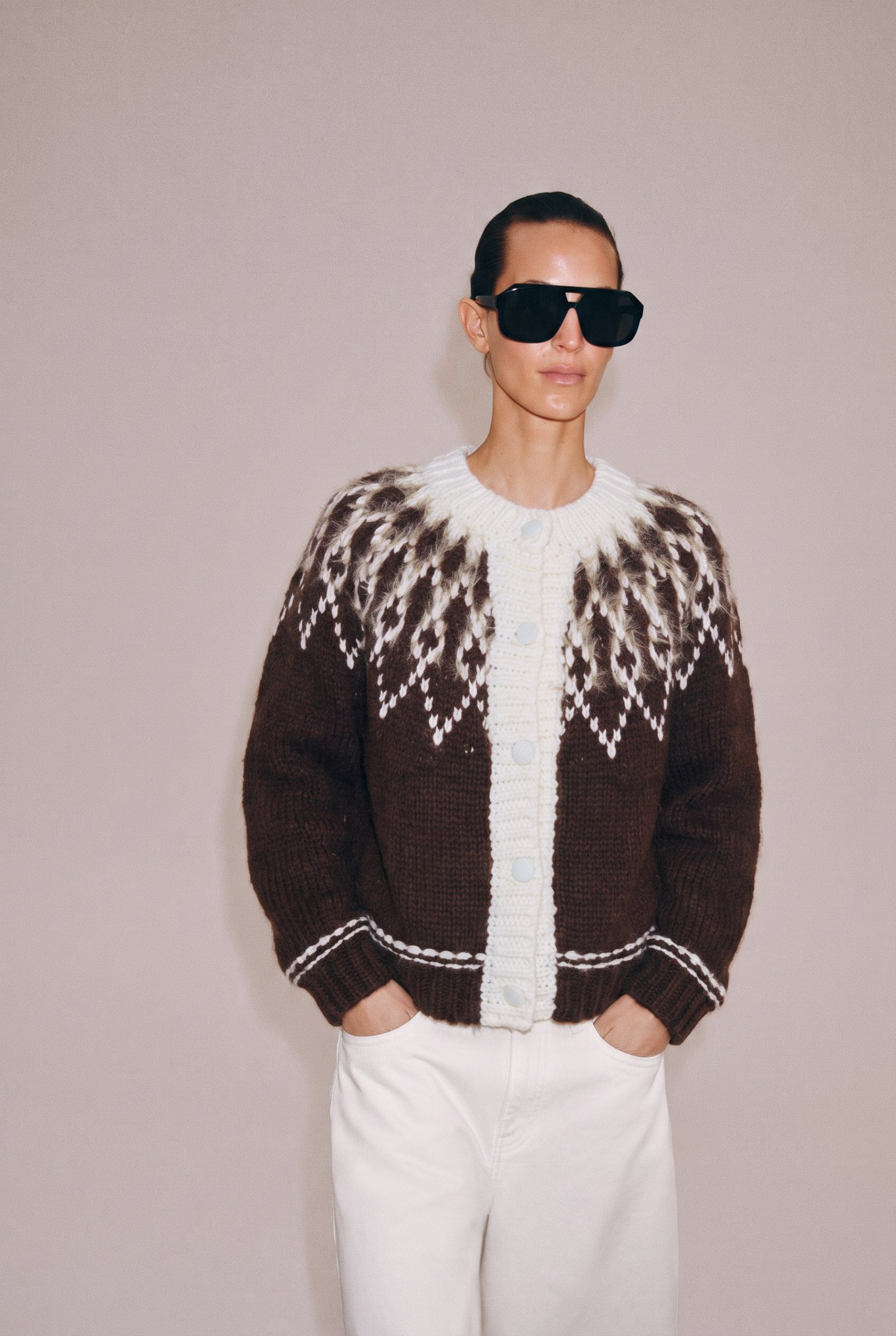 Grossista KY CREATION - Cardigan islandese a maglia grossa stile lopapeysa