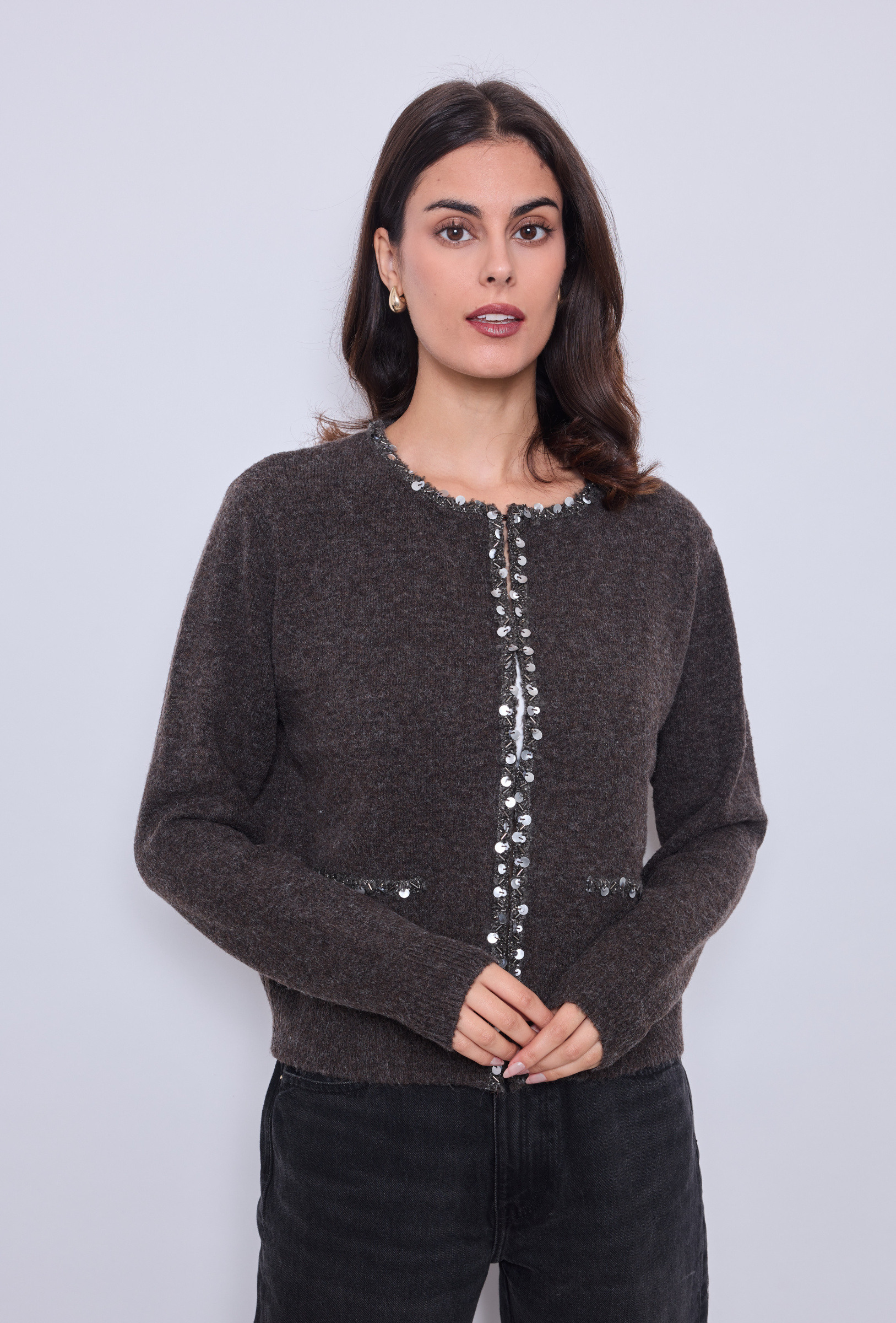 Wholesaler KY CREATION - Cardigan with sparkling sequin details