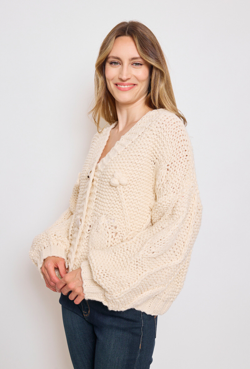Wholesaler KY CREATION - Knit cardigan with puff sleeves
