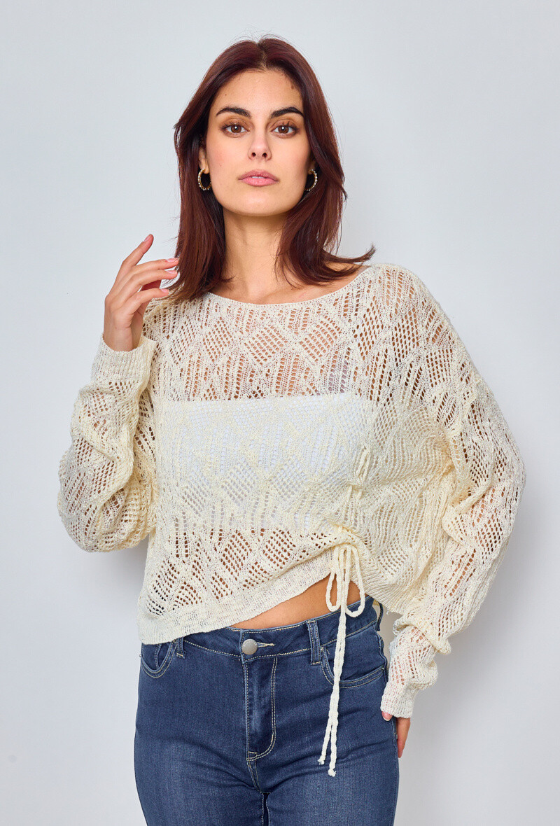 Wholesaler KY CREATION - Plain sweater with crochet cord