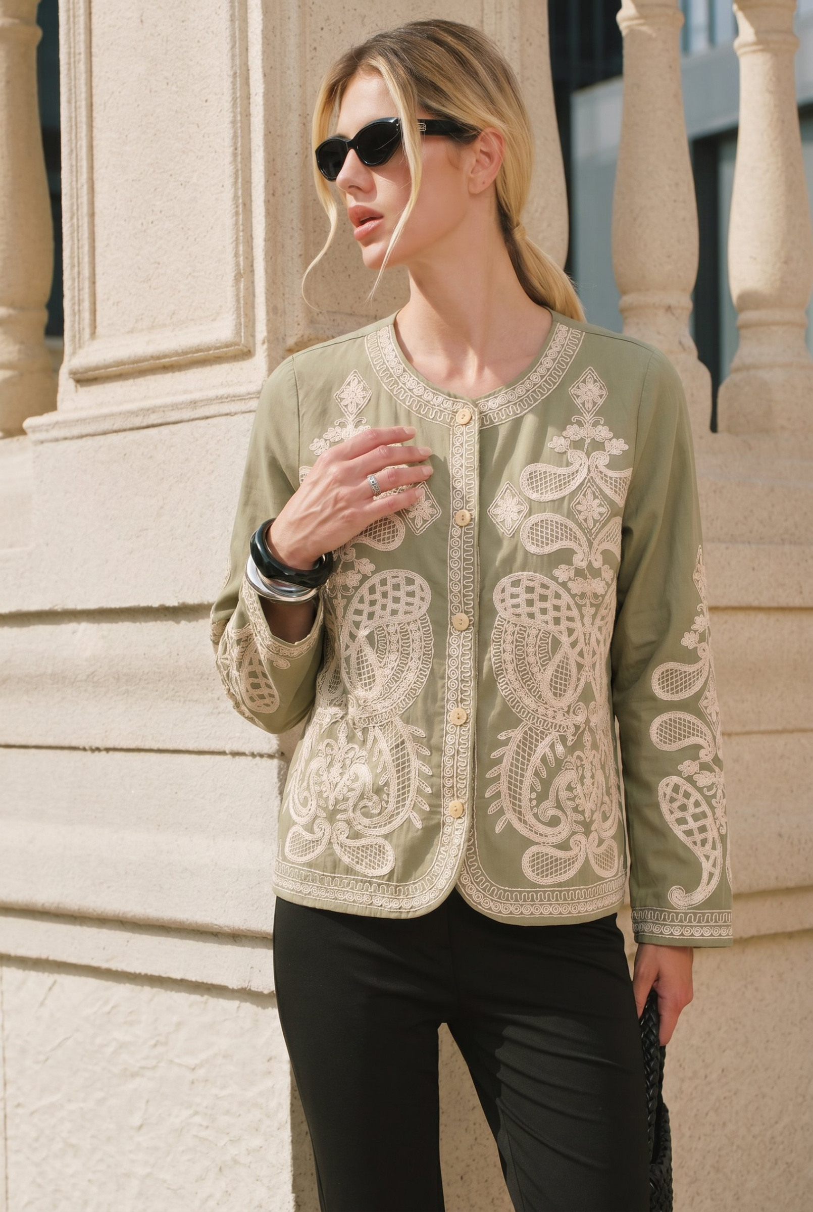 Wholesaler KY CREATION - Jacket with embroidered patterns in cotton