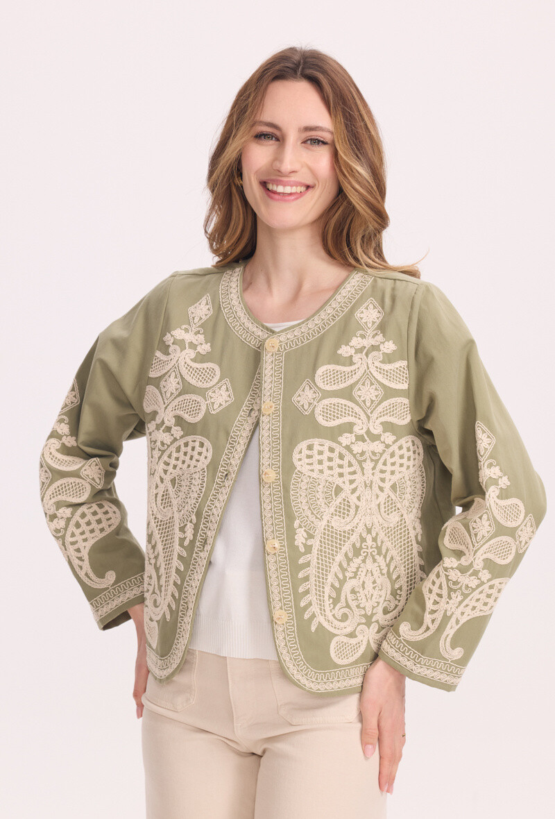 Wholesaler KY CREATION - Jacket with cotton embroidered patterns
