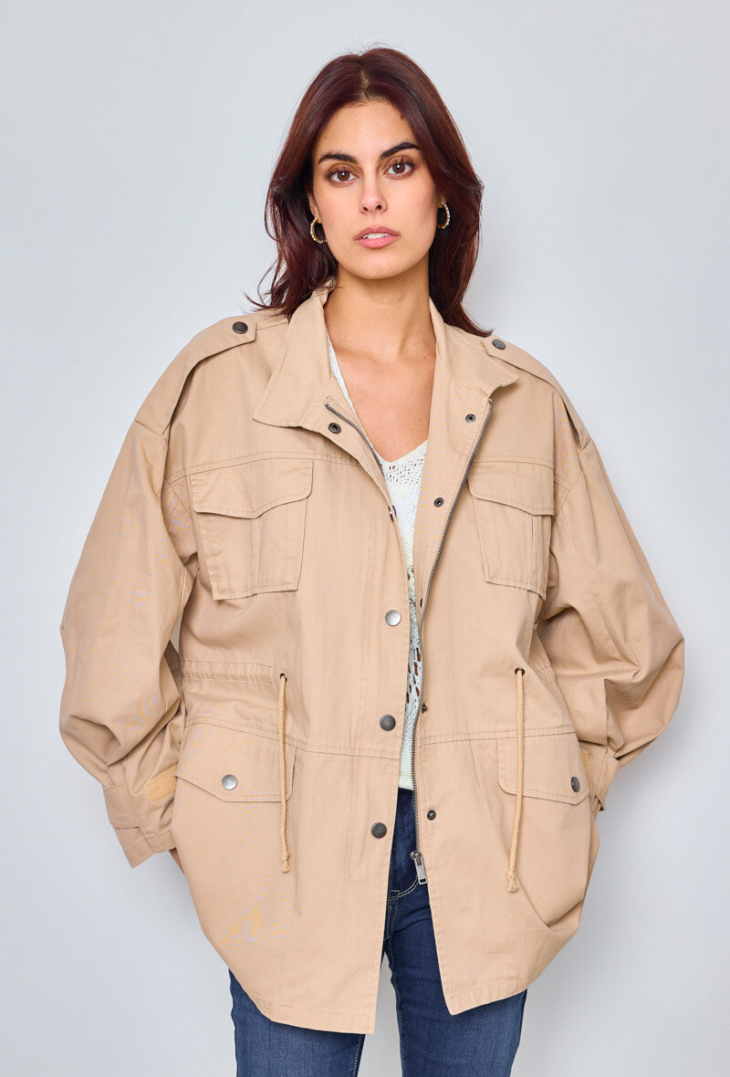 Wholesaler KY CREATION - Mid-length parka with back print