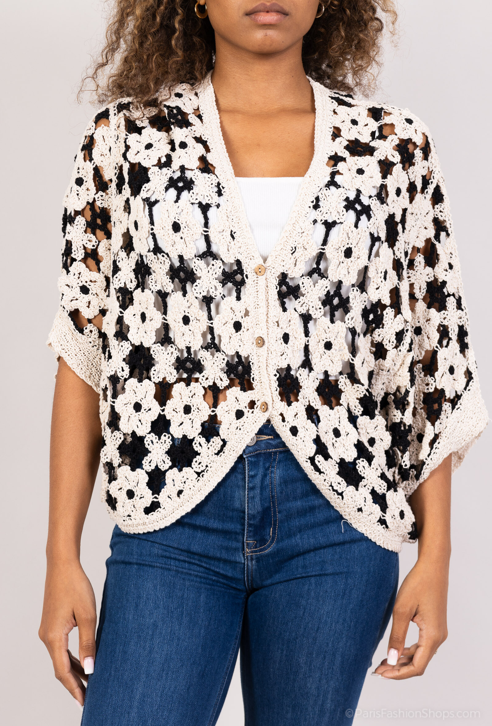 Wholesaler KZB - Crochet vest Flower motif