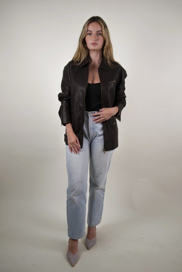 Mayorista Kzell Paris - CHAQUETA VINTAGE DE CUERO SINTÉTICO (8700)