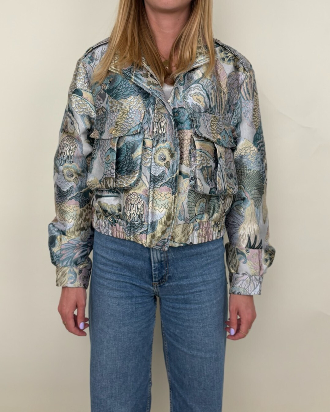 Mayorista Kzell Paris - Chaqueta de pájaro jacquard metálico