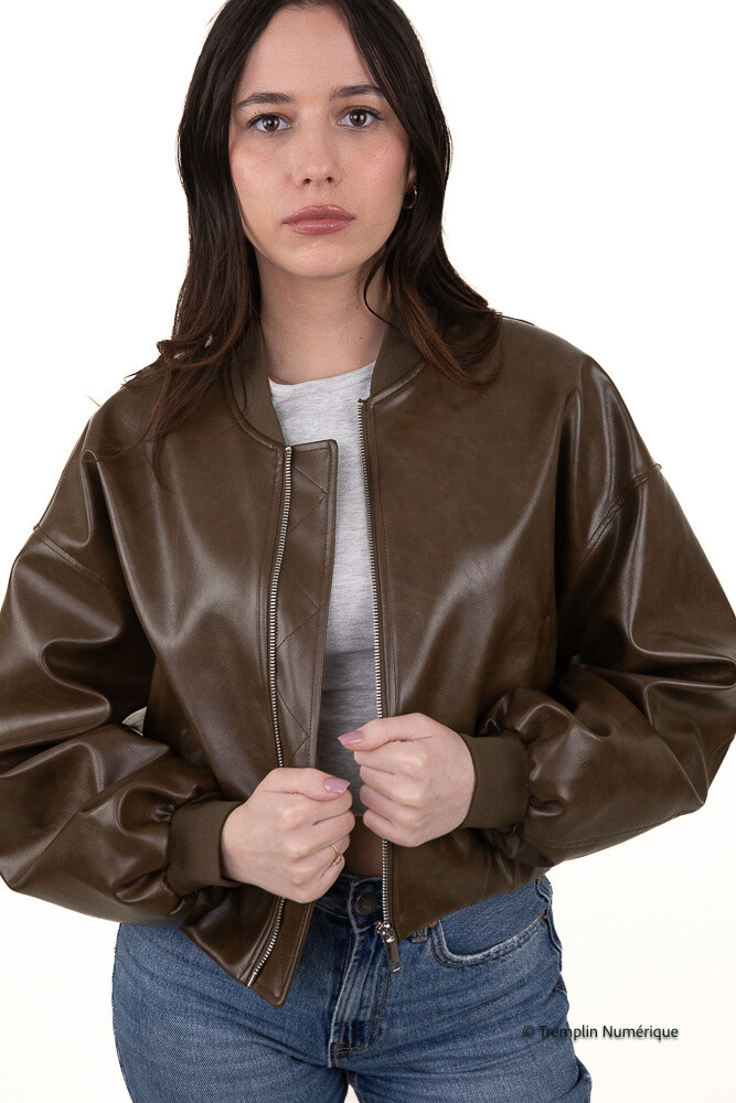 Grossiste Kzell Paris - BLOUSON BOMBER EN FAUX CUIR VINTAGE