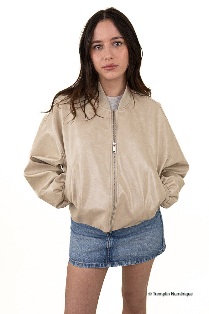 Wholesaler Kzell Paris - Vintage faux leather bomber jacket