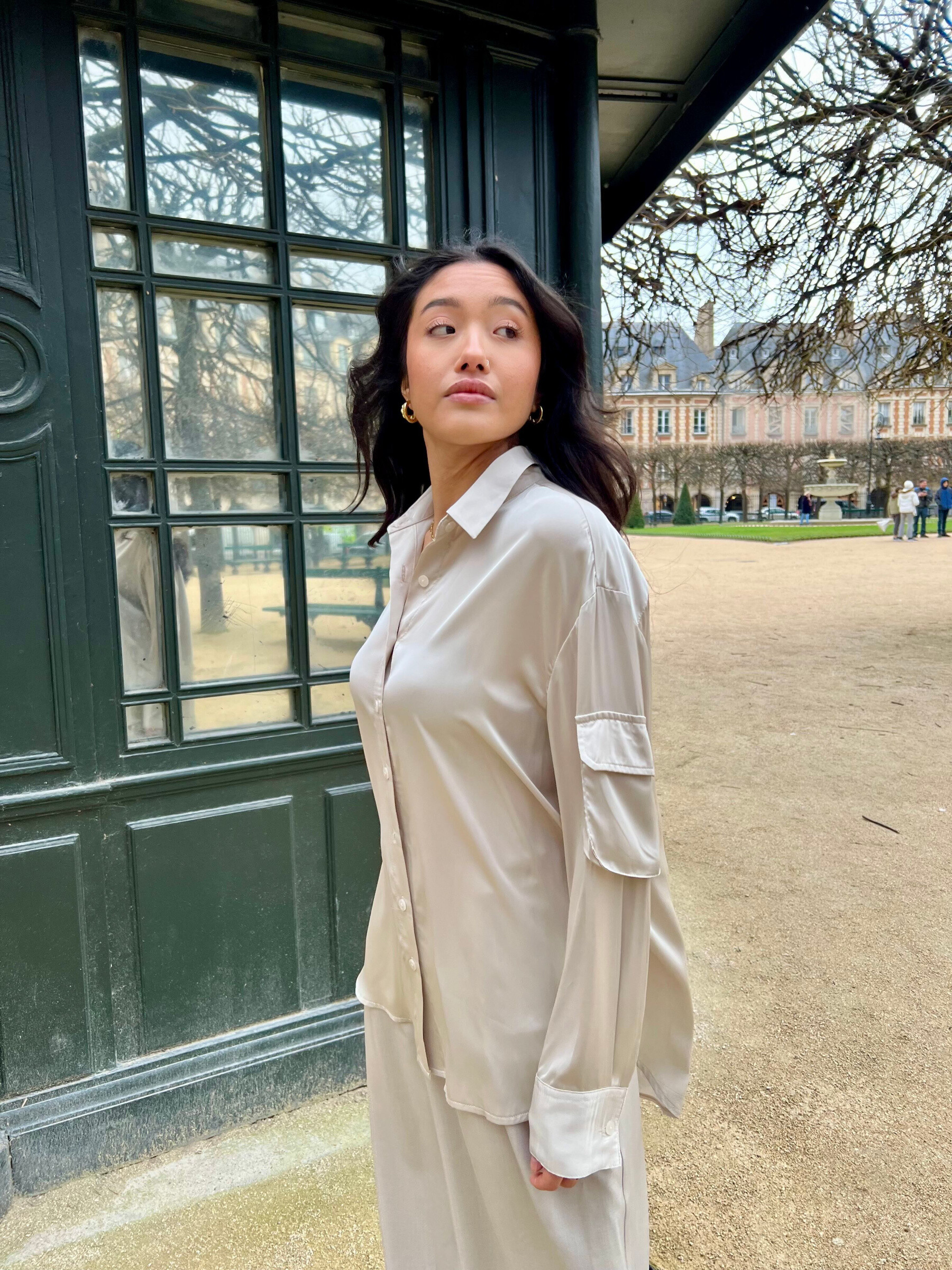Mayorista Kzell Paris - BLUSA DE SATÉN CON MANGAS LARGAS (3446)