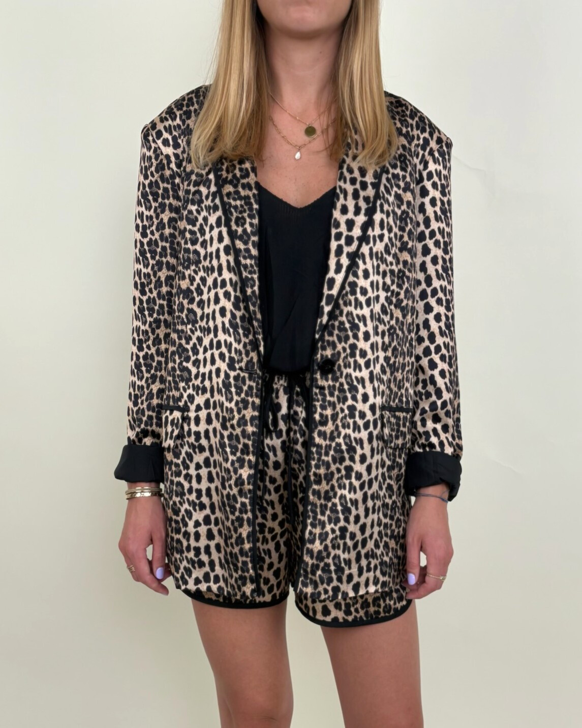 Großhändler Kzell Paris - Animaldruckjacke mit kontrastierenden Details