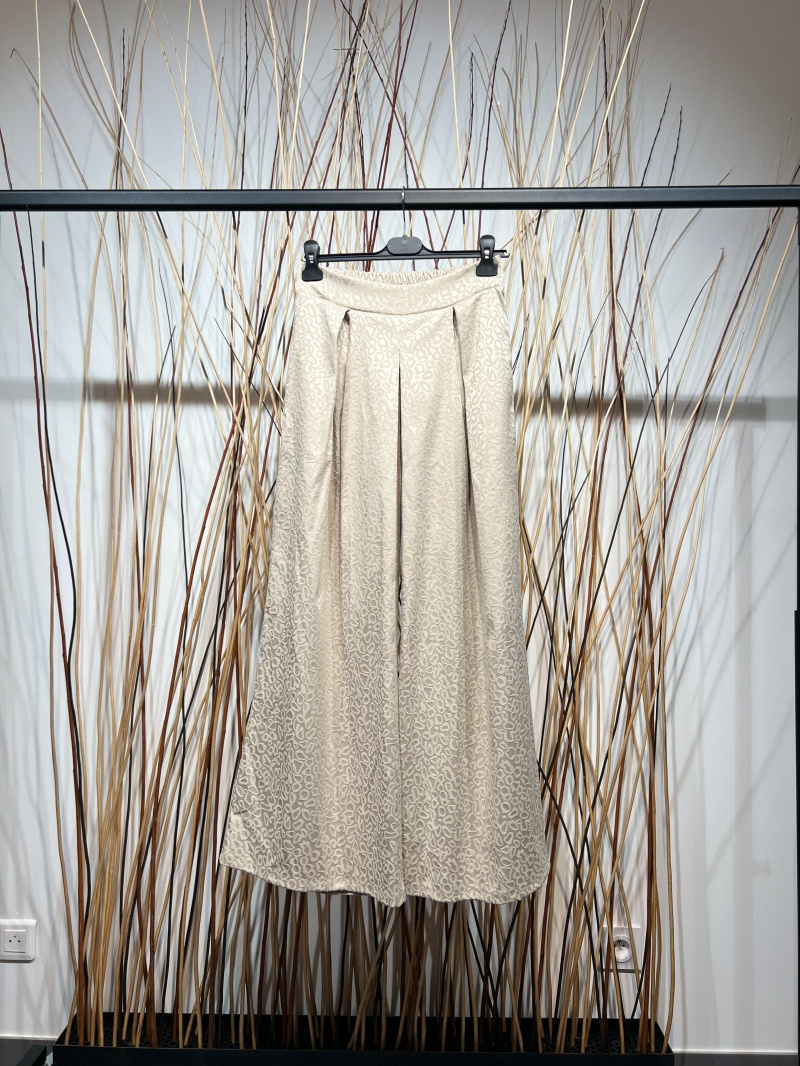 Wholesaler L'Emotion - Shiny Leopard Print Straight Wide Leg Trousers