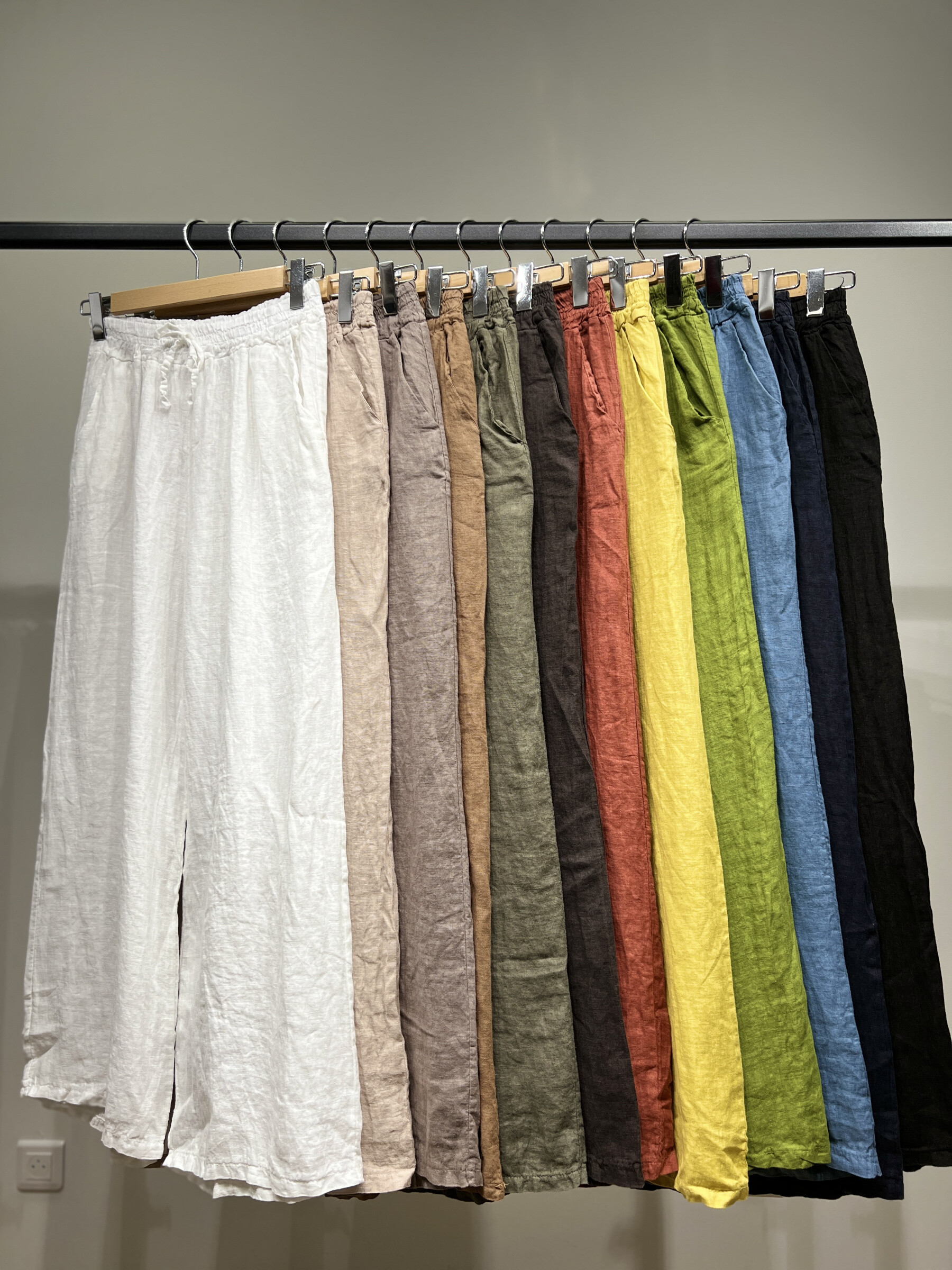 Grossiste L'Emotion - Pantalon Large Taille Élastique à Cordon 100% Lin Taille Unique
