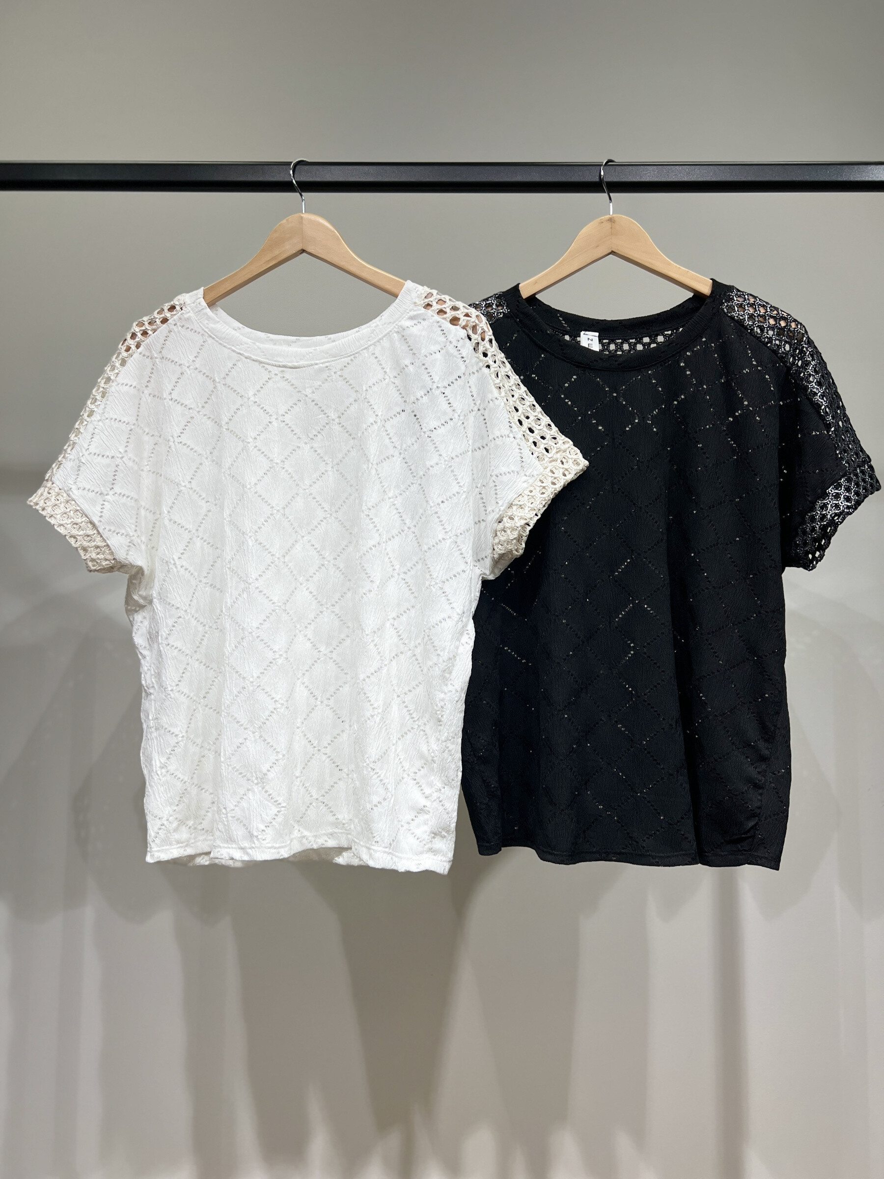 Grossiste L'Emotion - Pull Bi-Matière Maille Brillante Large & Tissu Ajouré Carreaux Taille 36-44