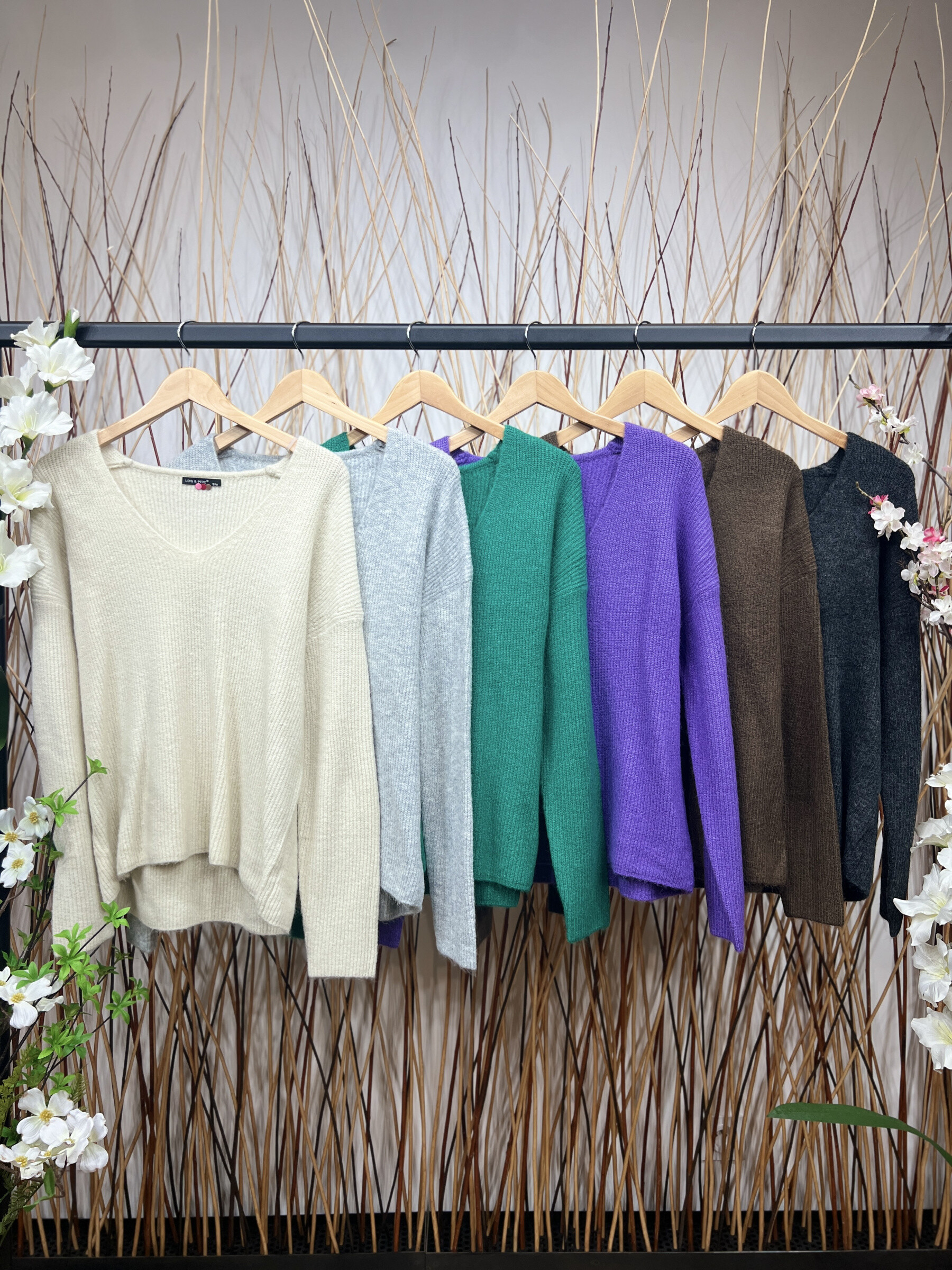 Wholesaler L'Emotion - Simple mesh sweater Collected collar long cut S-M/M-L size 36-48