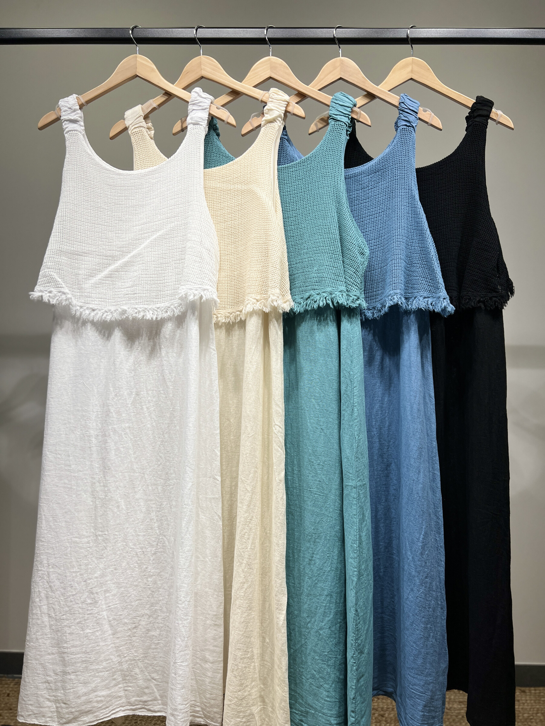 Wholesaler L'Emotion - Long Double Double Opening Dress Flocke Effect Lin Cotton Size 38-44