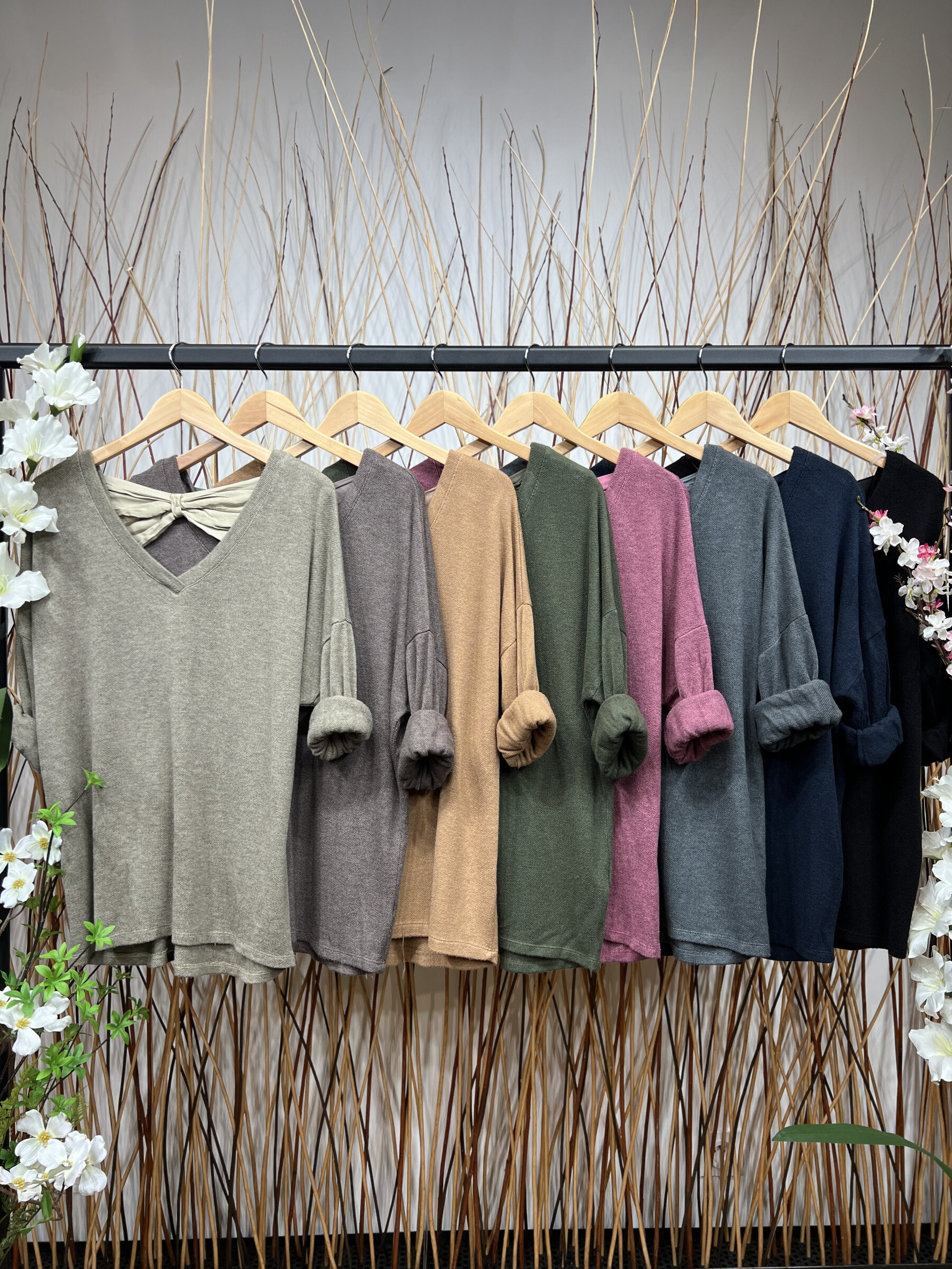 Wholesaler L'Emotion - T-shirt Long sleeve V-neck opening Decorative knot