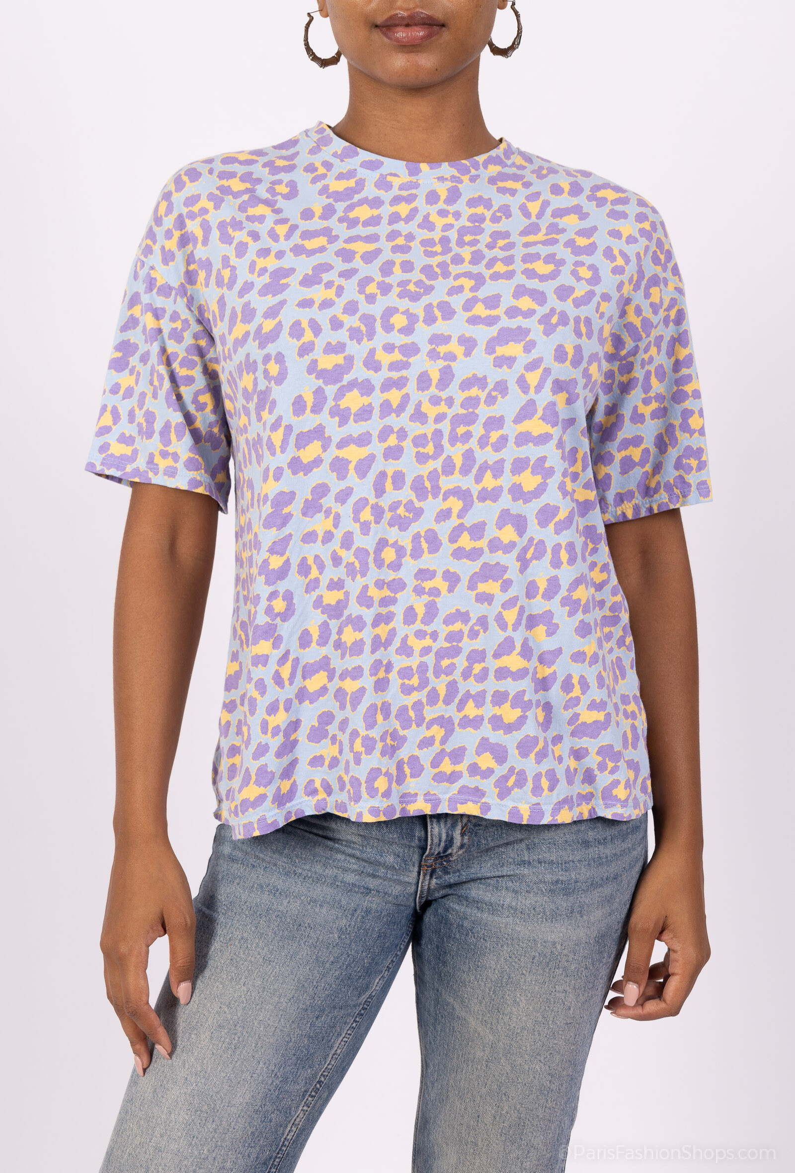 Mayorista L'Emotion - Camiseta de Manga Corta Cuello Redondo Estampado de Leopardo 100% Algodón