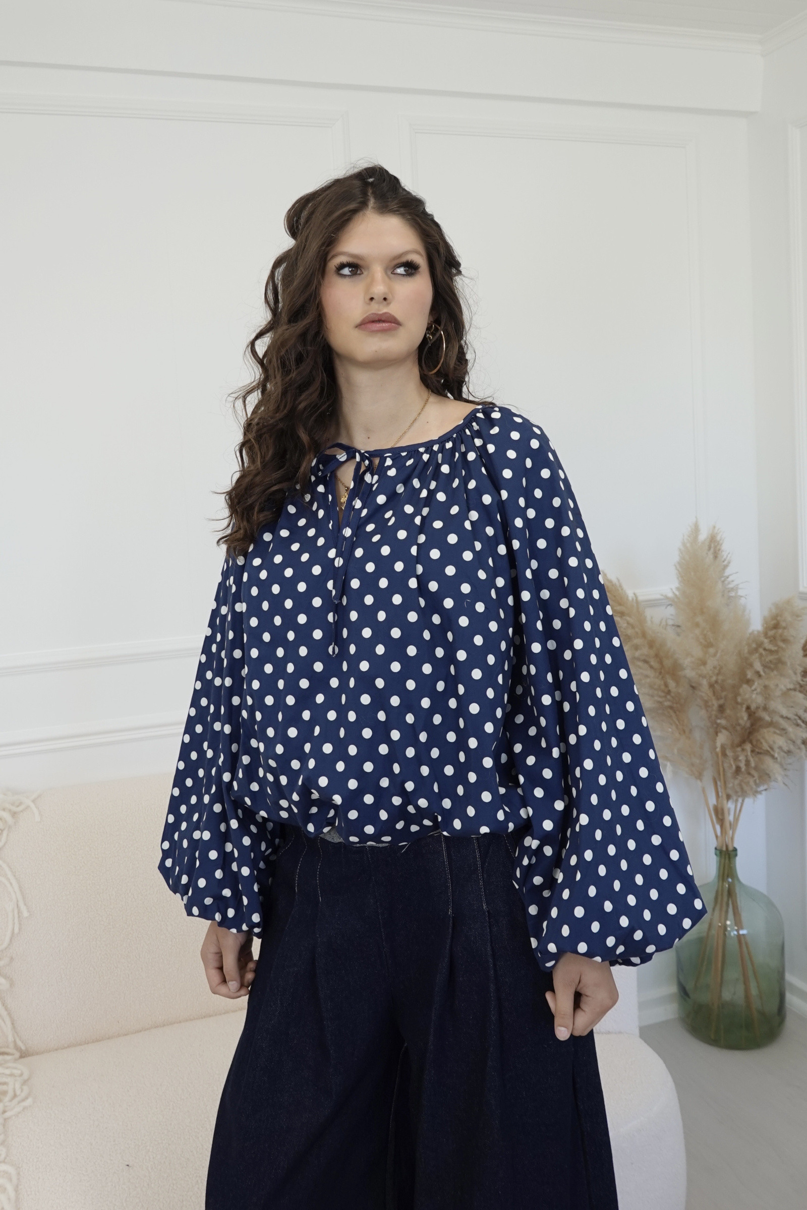 Mayorista L'ESSENTIEL - Blusa ALYA de Manga Larga Globo con Estampado de Lunares