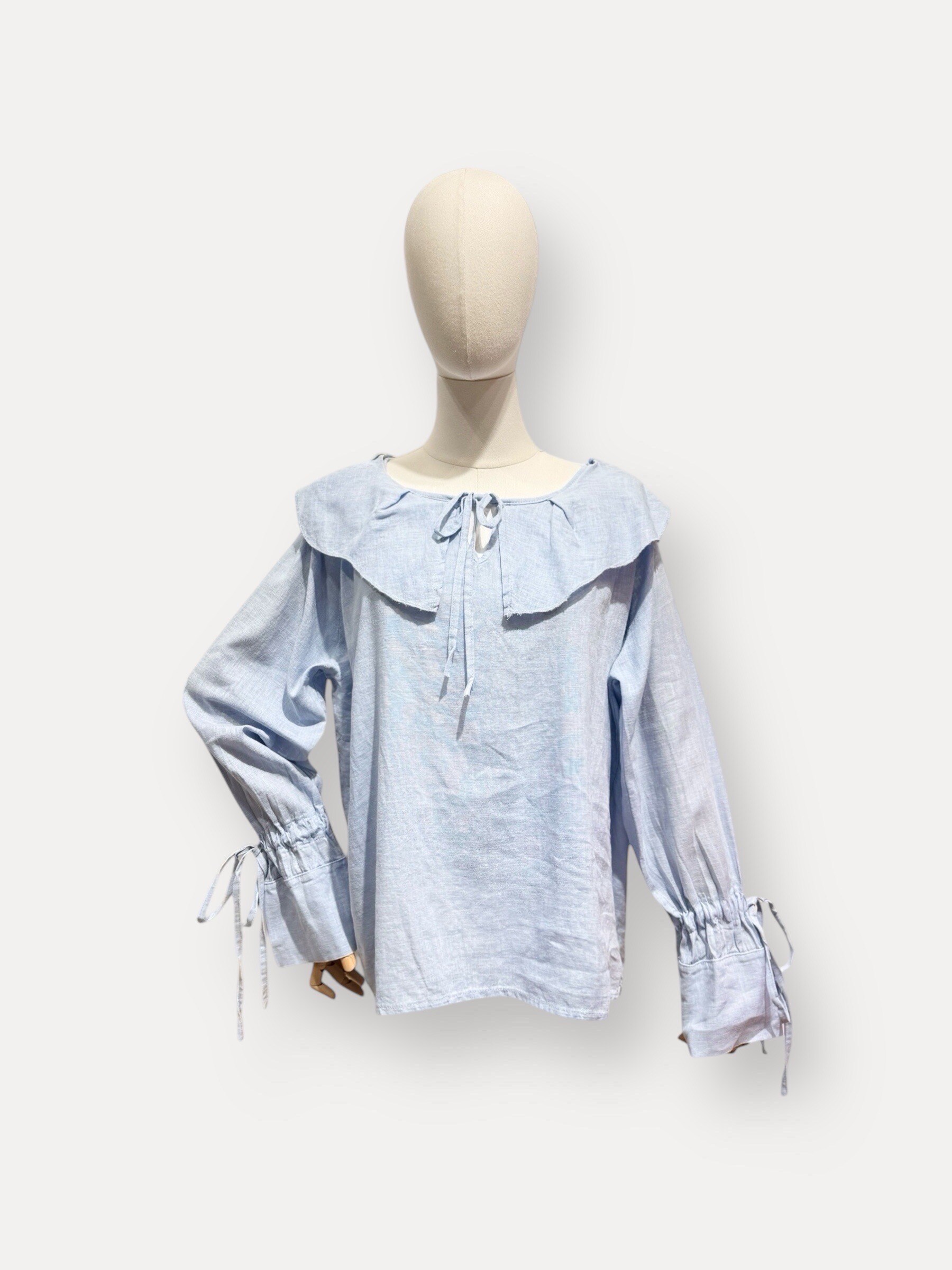 Grossista L'ESSENTIEL - Blusa LAISHA a maniche lunghe in lino e cotone con colletto alla Peter Pan