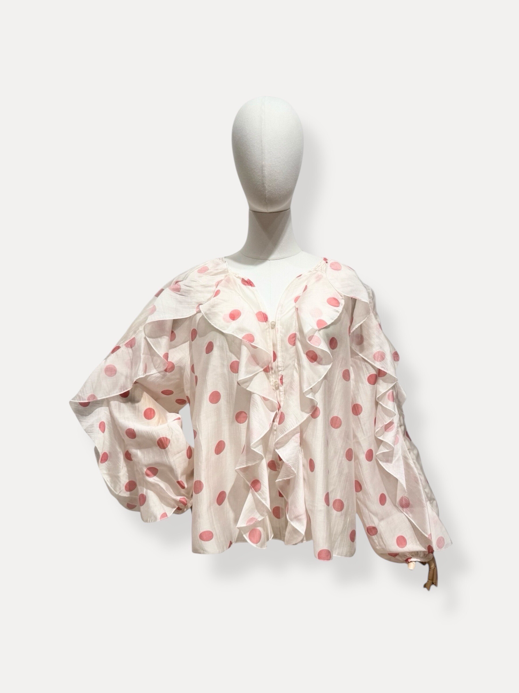 Großhändler L'ESSENTIEL - TRIXY Langarmbluse mit Rüschen und Polka Dot Muster