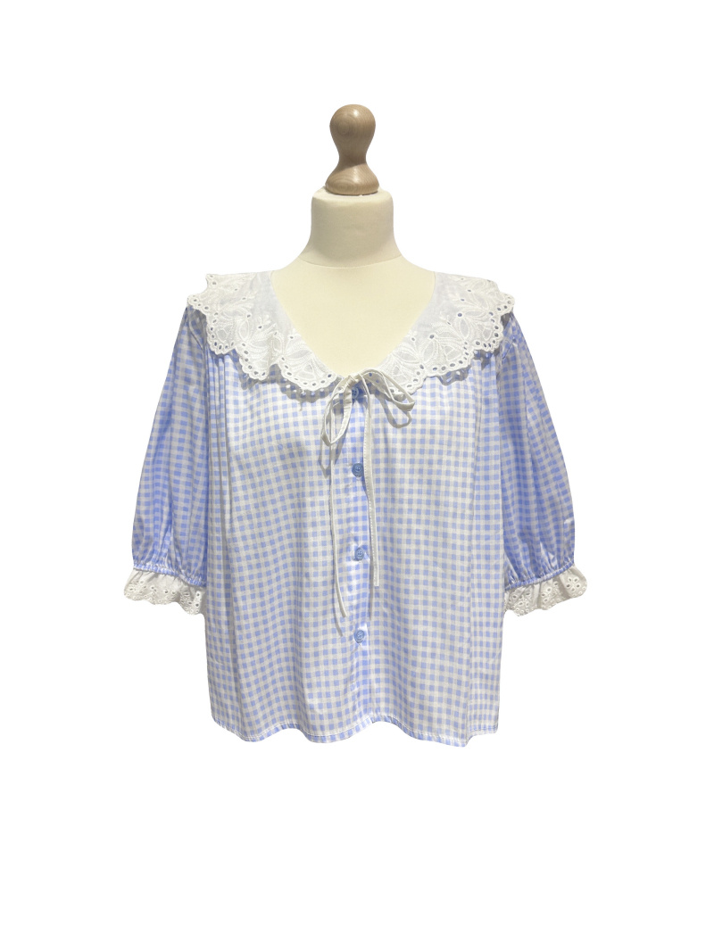 Großhändler L'ESSENTIEL - Niedliches Hemd mit Gingham-Spitzenkragen