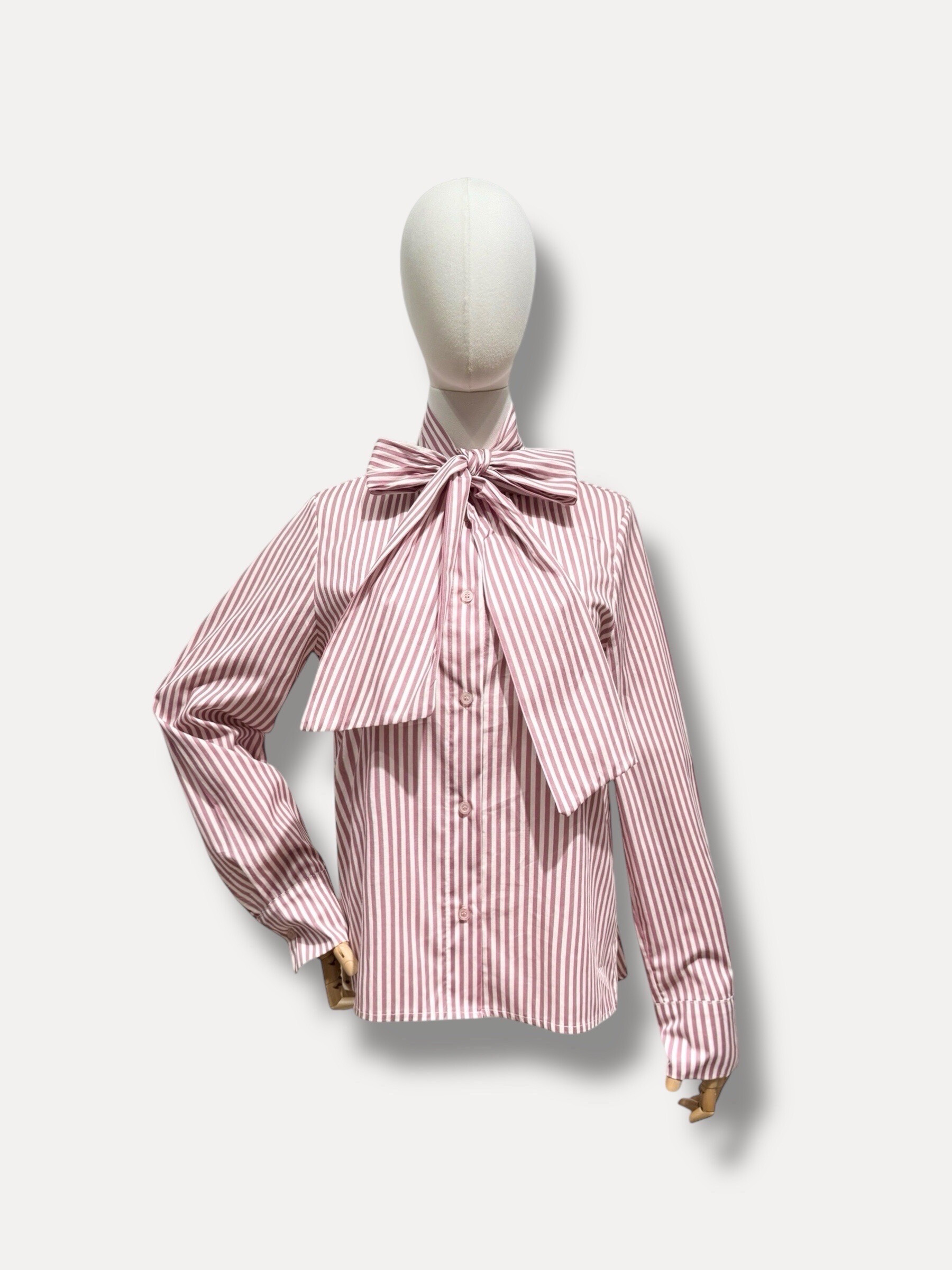 Grossiste L'ESSENTIEL - Chemise Rayures À Manches Longues Avec Col Montant Noeud