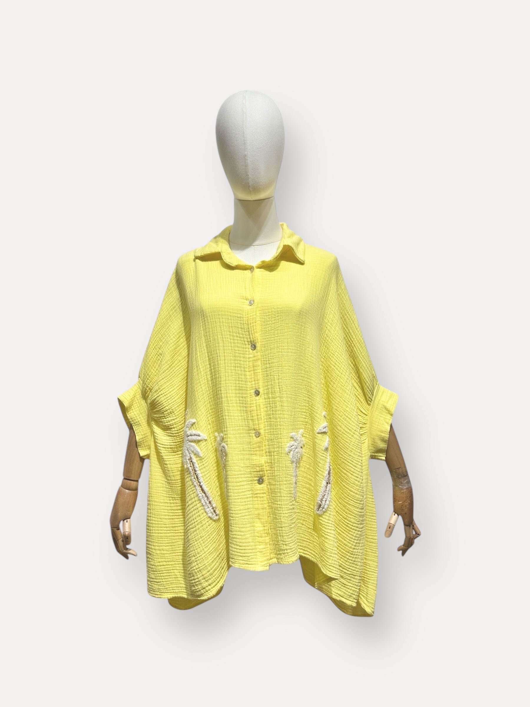 Grossiste L'ESSENTIEL - Chemise À Manches 3/4 Avec Motifs Palmiers En Gaz De Coton