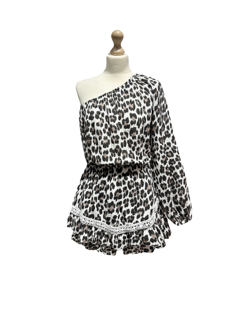 Großhändler L'ESSENTIEL - One-Shoulder-Playsuit mit Broderie-Anglaise-Details