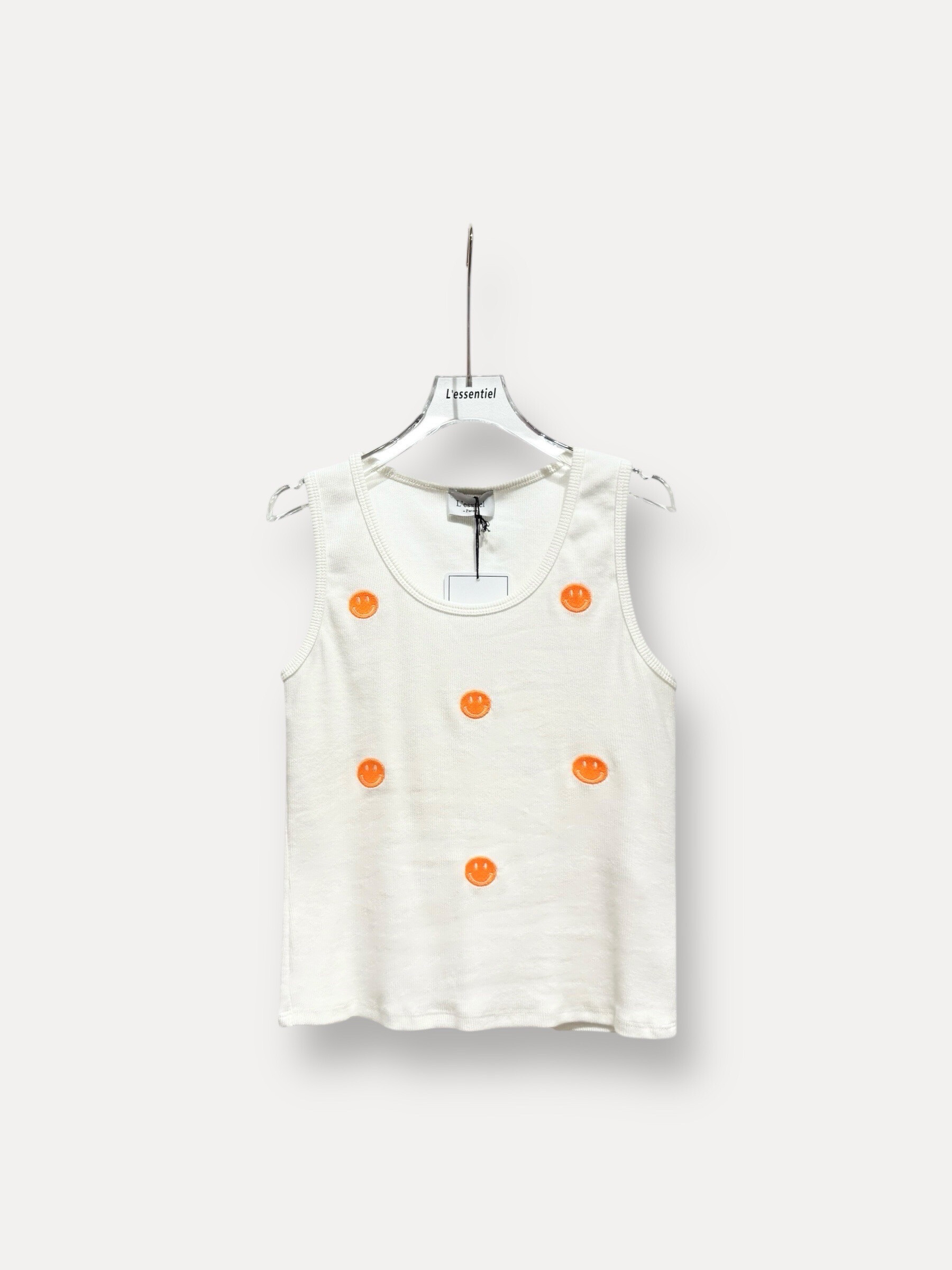 Mayorista L'ESSENTIEL - Camiseta de tanque acanalada simple con bordado de color sonriente