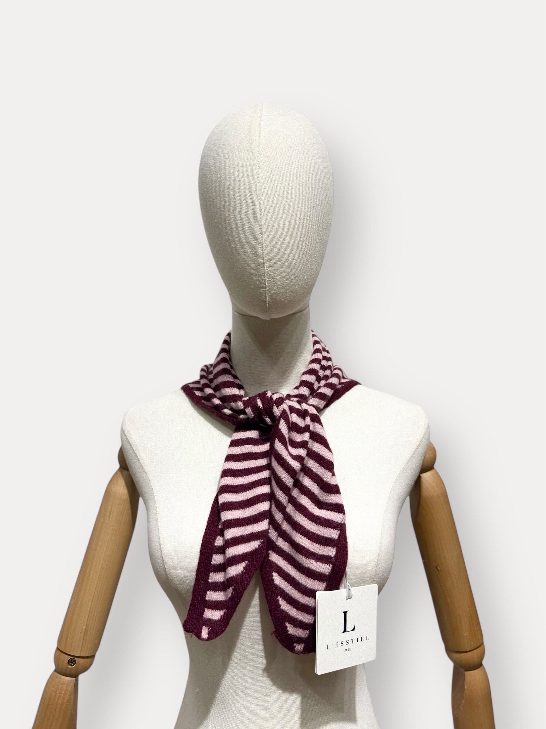 Grossista L'ESSENTIEL - Sciarpa Triangolare a Righe con Cashmere