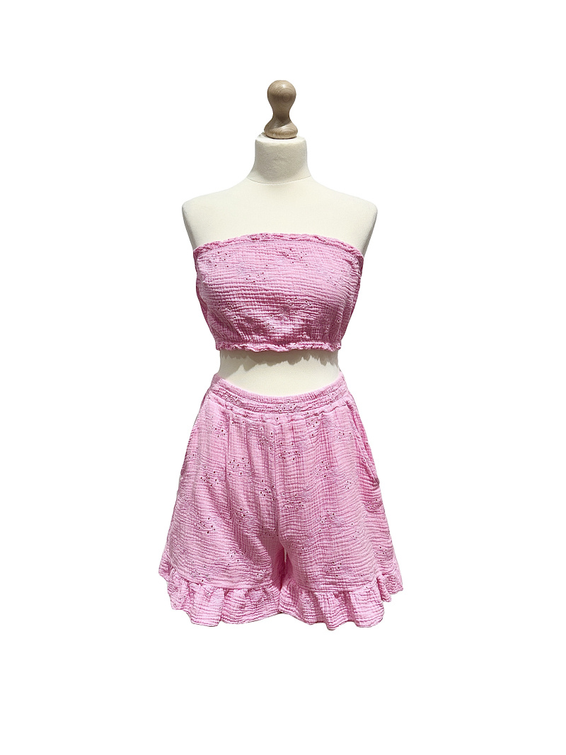 Mayorista L'ESSENTIEL - Conjunto de diadema y pantalón corto en gasa de algodón x Broderie Anglaise