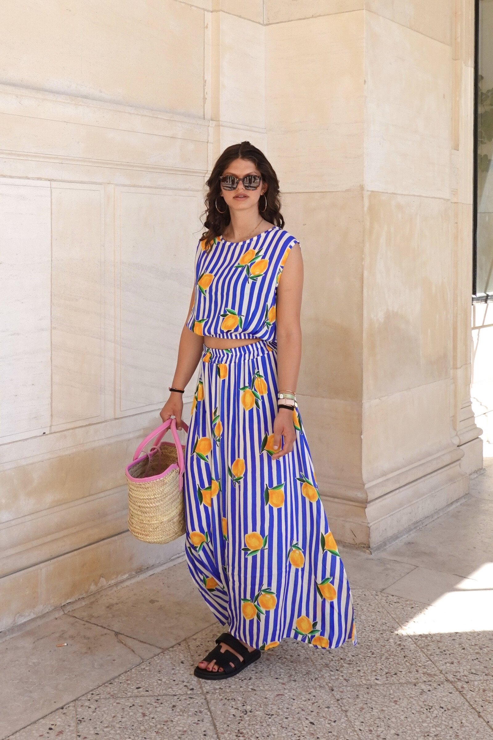 Wholesaler L'ESSENTIEL - LIMONE Top And Long Skirt Set With Lemon Pattern Stripes