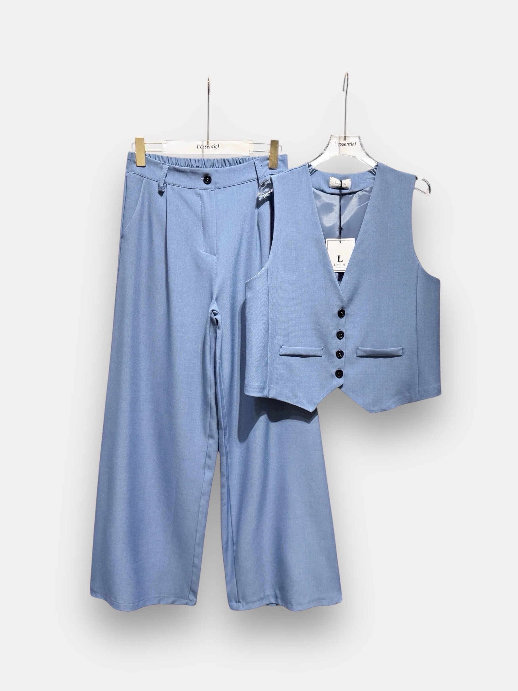 Mayorista L'ESSENTIEL - Conjunto traje chaleco y pantalón liso