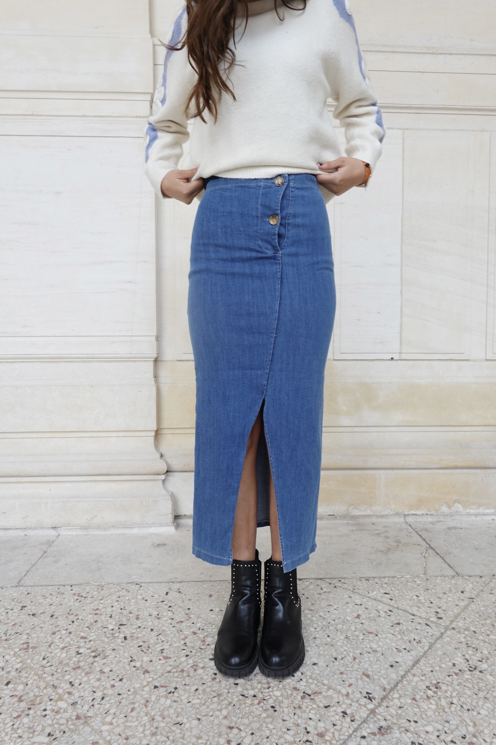Großhändler L'ESSENTIEL - YÉNA Bleistift-Jeansrock mit Schlitz vorne