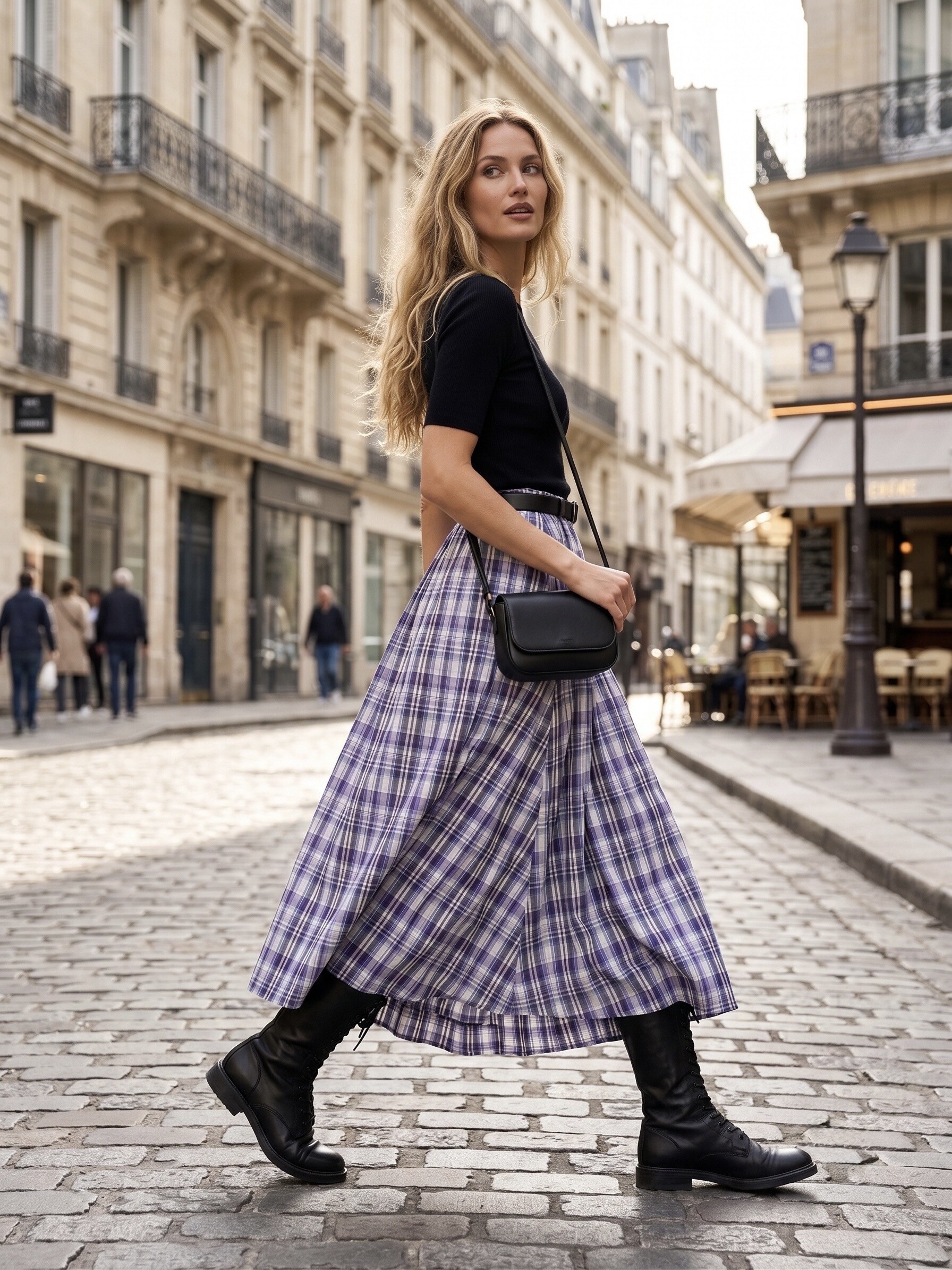 Grossiste L'ESSENTIEL - Jupe Longue Taille Haute Évasée À Motif Tartan