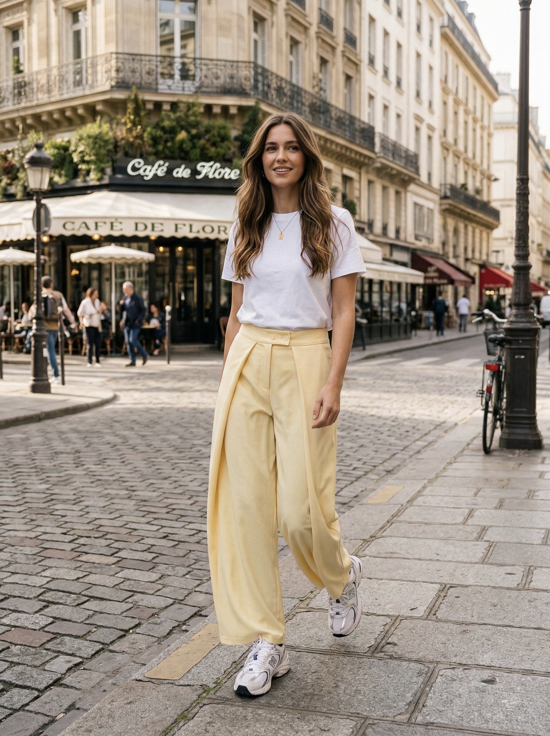 Mayorista L'ESSENTIEL - Pantalón de Pinzas de Talle Alto y Pierna Ancha