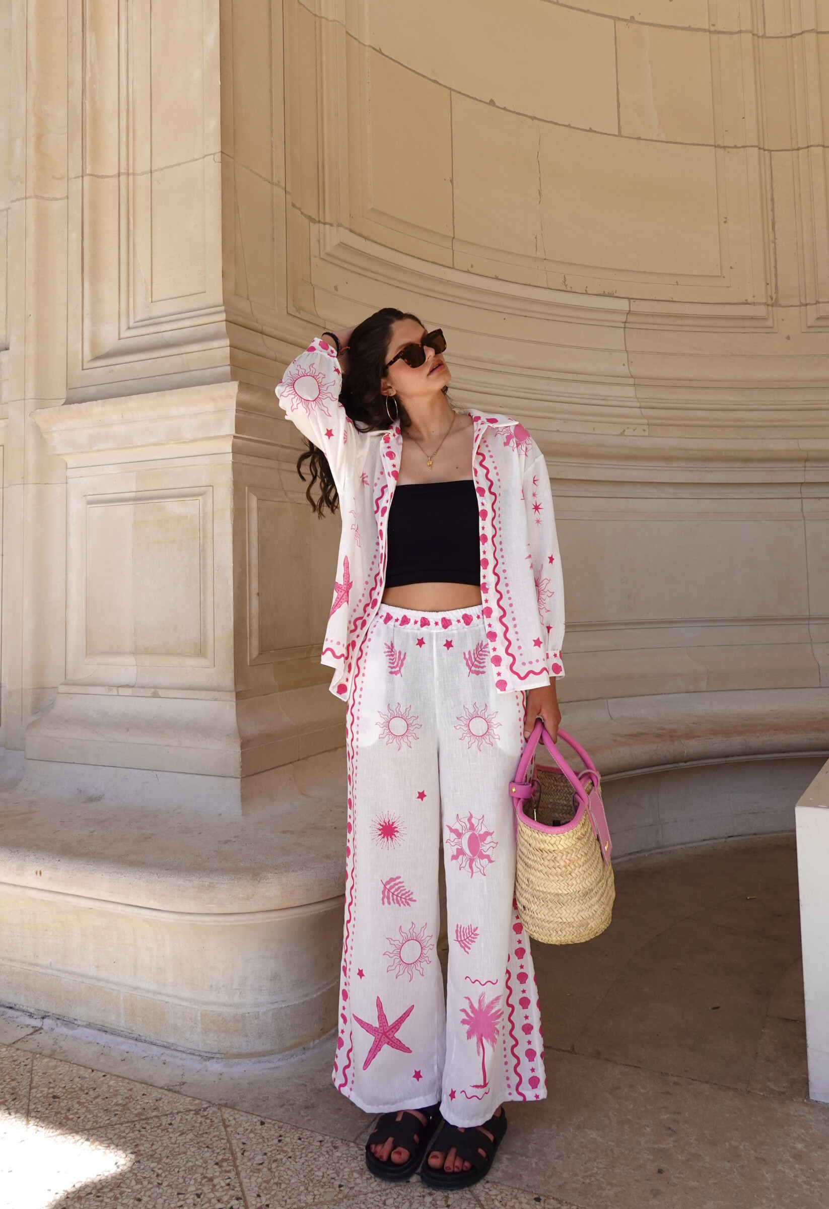 Grossista L'ESSENTIEL - Pantaloni COLETTE con motivo a conchiglie in lino