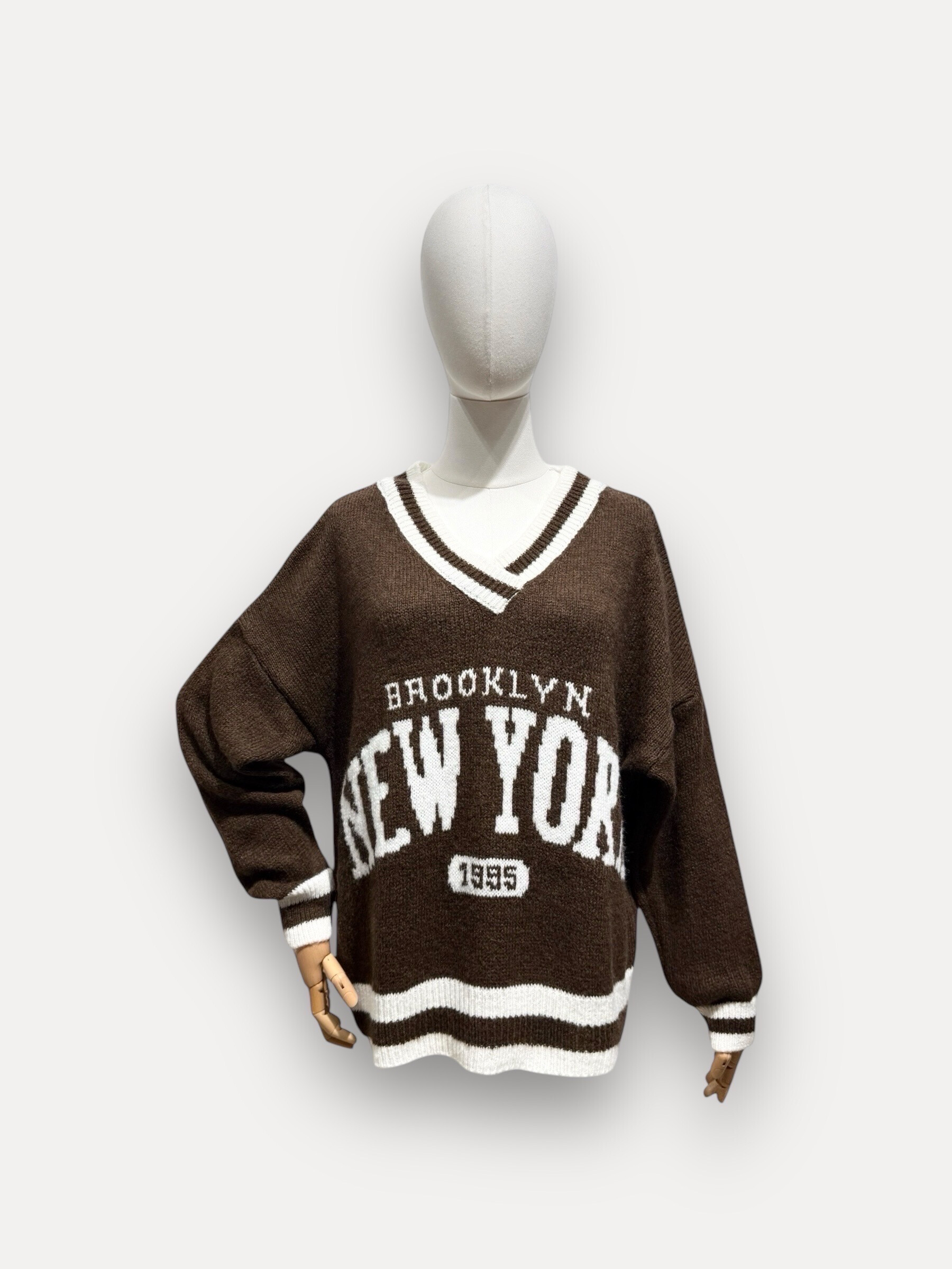 Großhändler L'ESSENTIEL - ESTHER NEW YORK Langarmpullover mit V-Ausschnitt