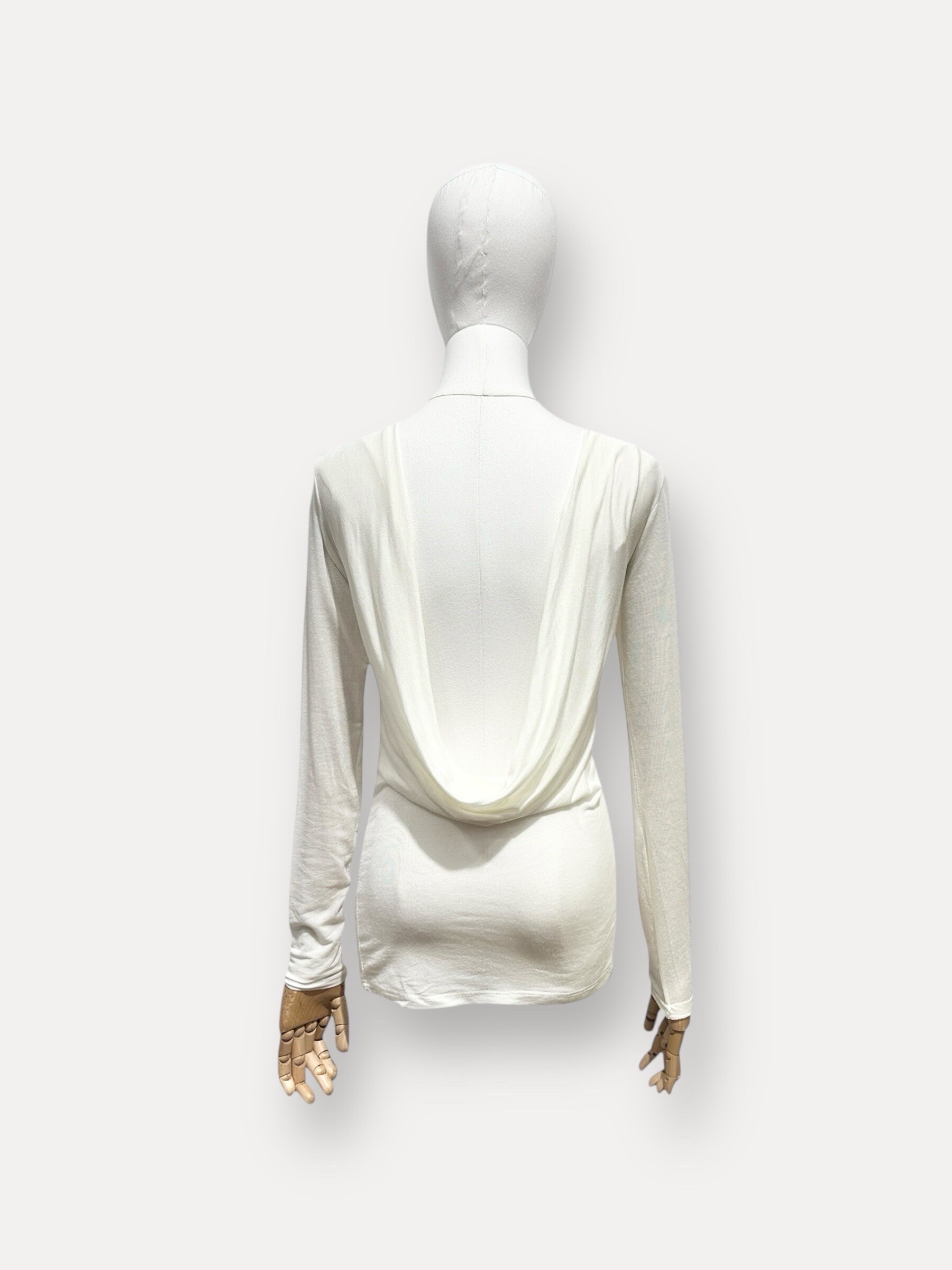 Großhändler L'ESSENTIEL - CLÉMENCE Langarm-Kaschmir-Transparent-Top mit offenem Rücken