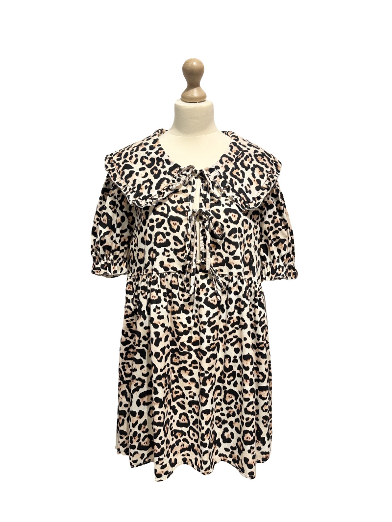 Mayorista L'ESSENTIEL - Vestido CLAUDINE con cuello y lazos con estampado de leopardo