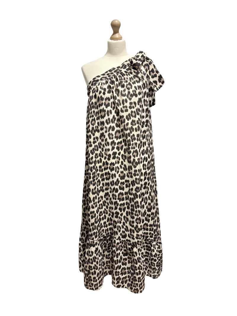 Grossiste L'ESSENTIEL - Robe Imprimé Léopard Une Epaule + Noeud