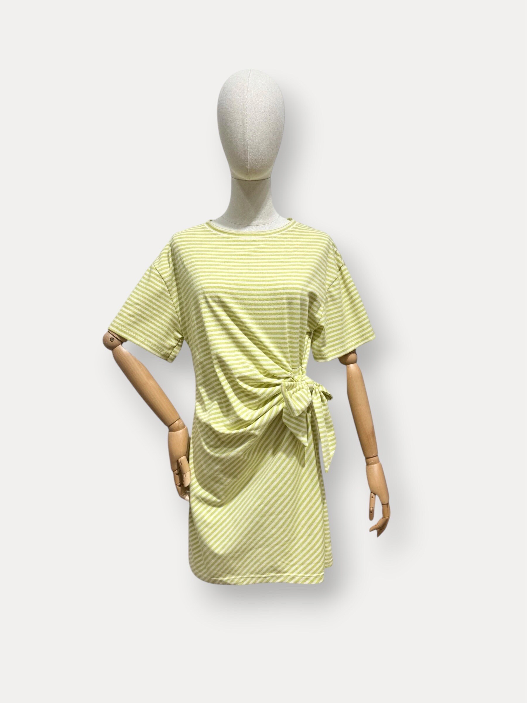 Mayorista L'ESSENTIEL - Vestido Asimétrico de Rayas con Mangas Cortas y Lazo