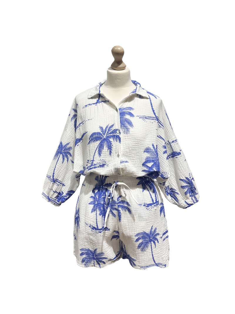 Wholesaler L'ESSENTIEL - Palm Print Cotton Gauze Shorts