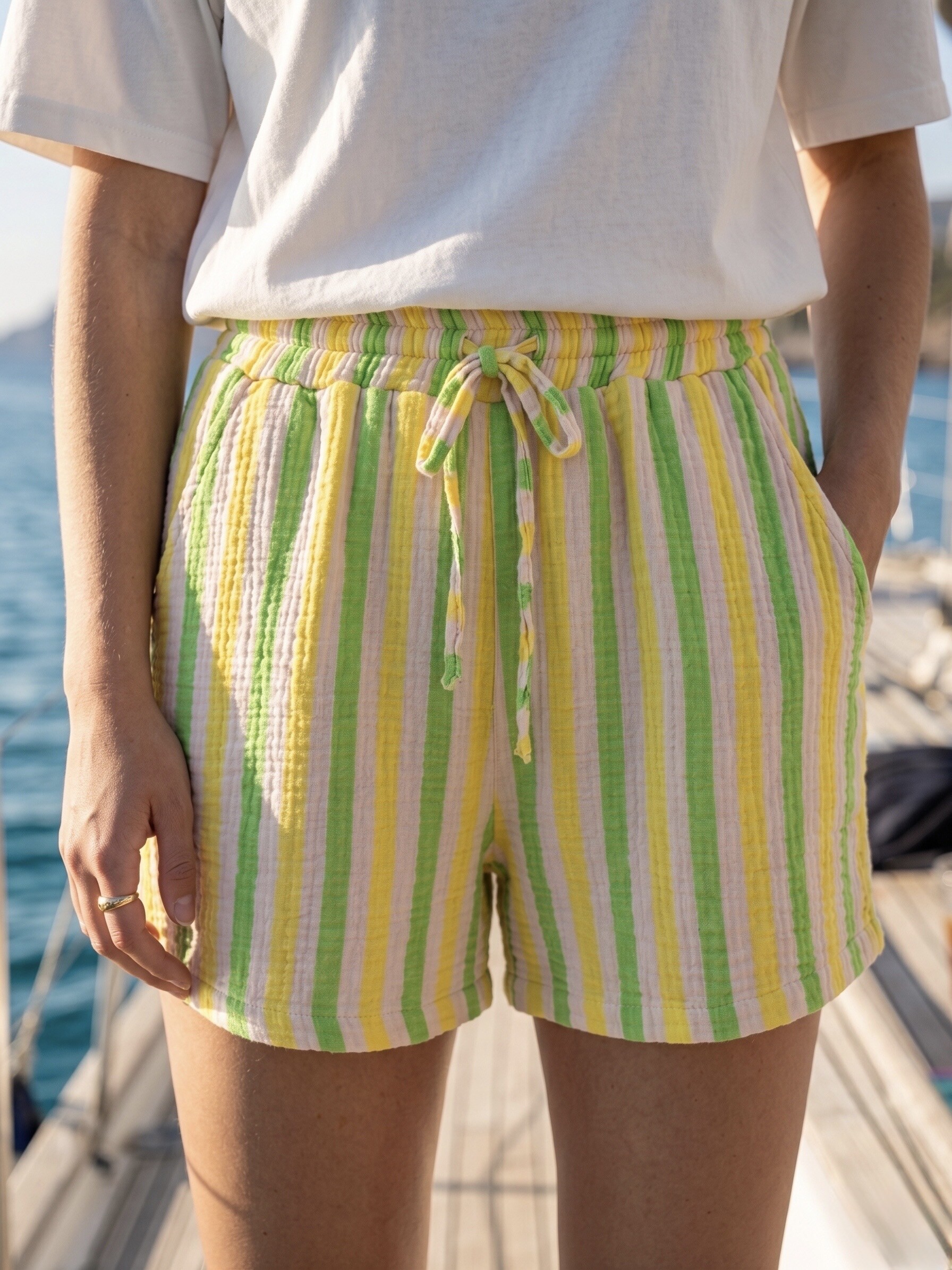 Mayorista L'ESSENTIEL - Short MARILINE de Talle Alto en Gasa de Algodón