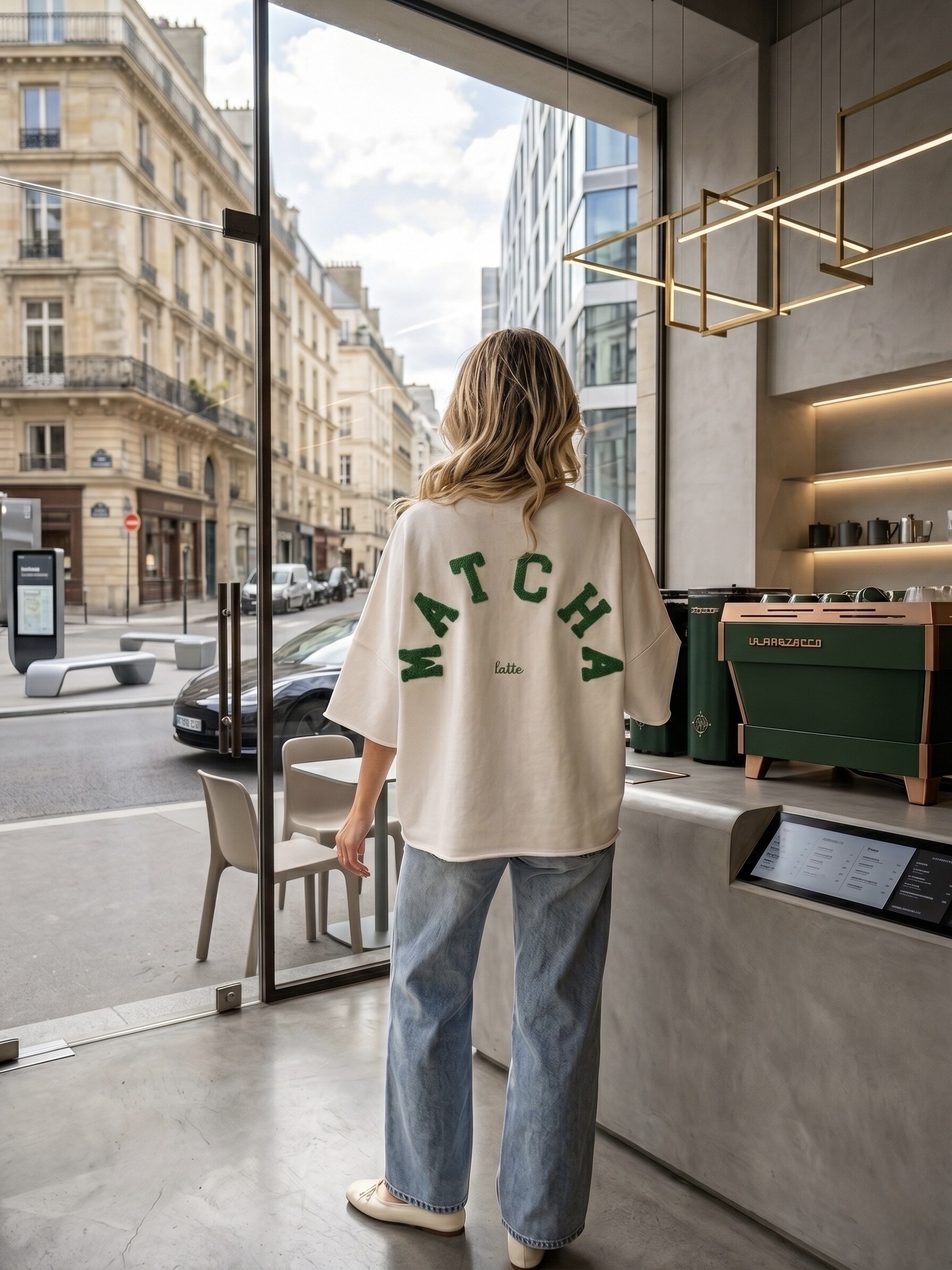 Grossista L'ESSENTIEL - T-Shirt a Maniche Corte con Ricamo Matcha Latte sul Retro