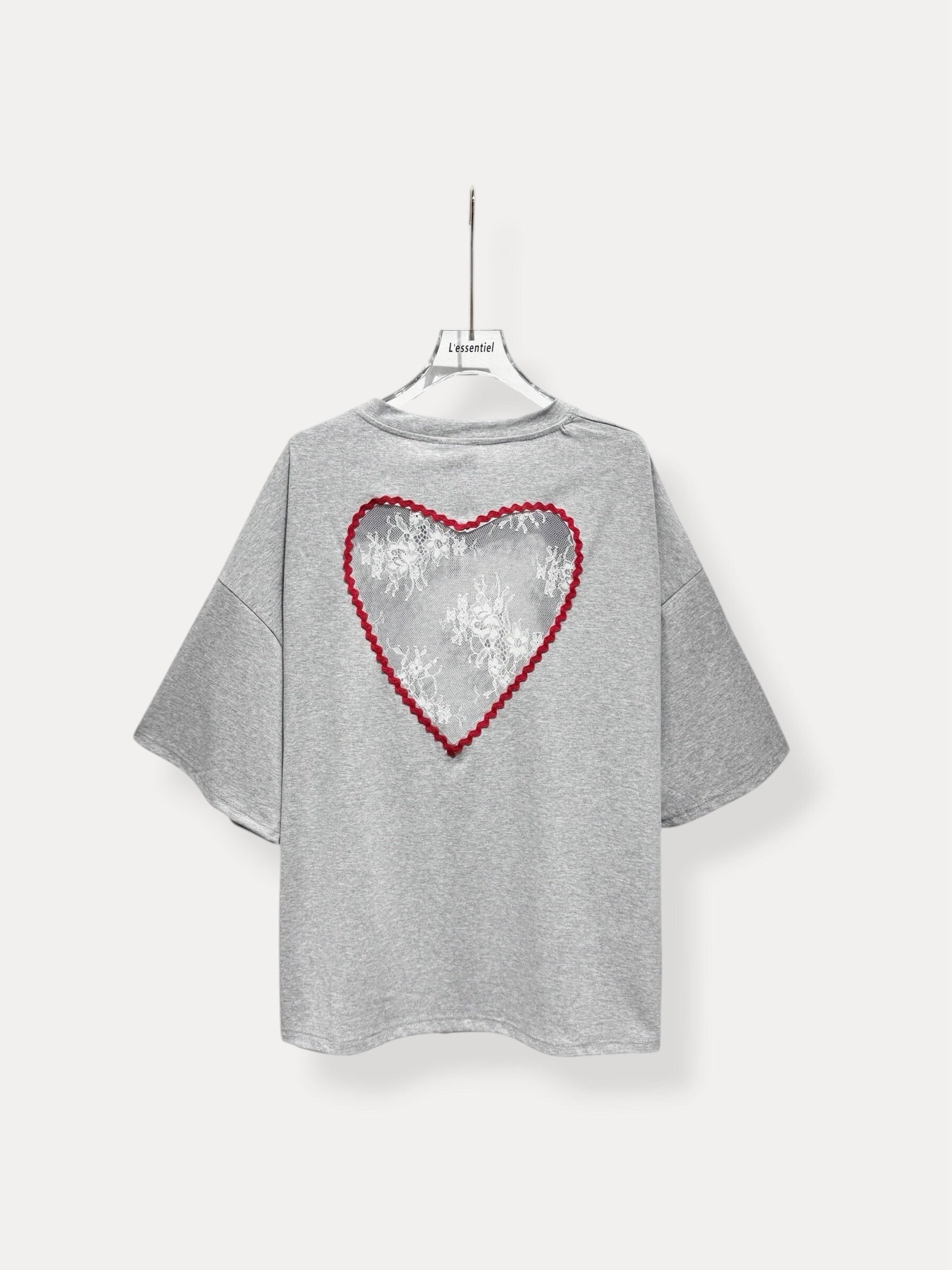Mayorista L'ESSENTIEL - Camiseta de Manga Corta con Espalda Abierta de Encaje en Forma de Corazón