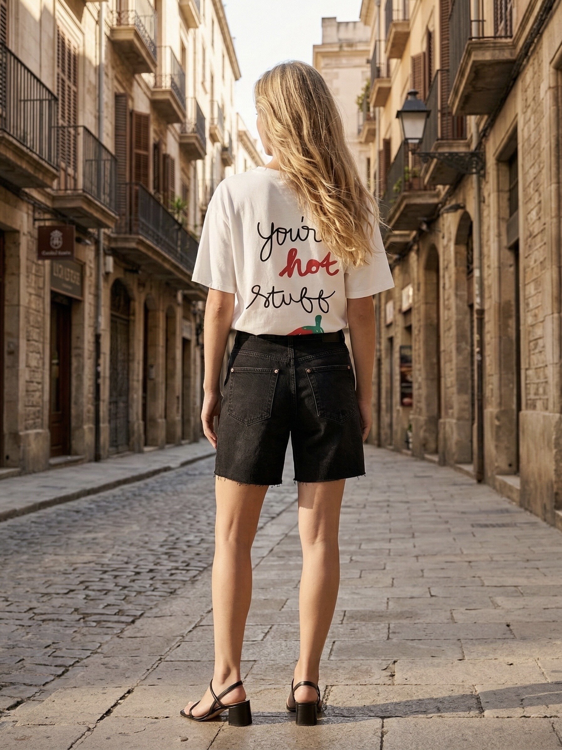 Mayorista L'ESSENTIEL - Camiseta de Manga Corta con Estampado YOU'RE HOT STUFF en la Espalda