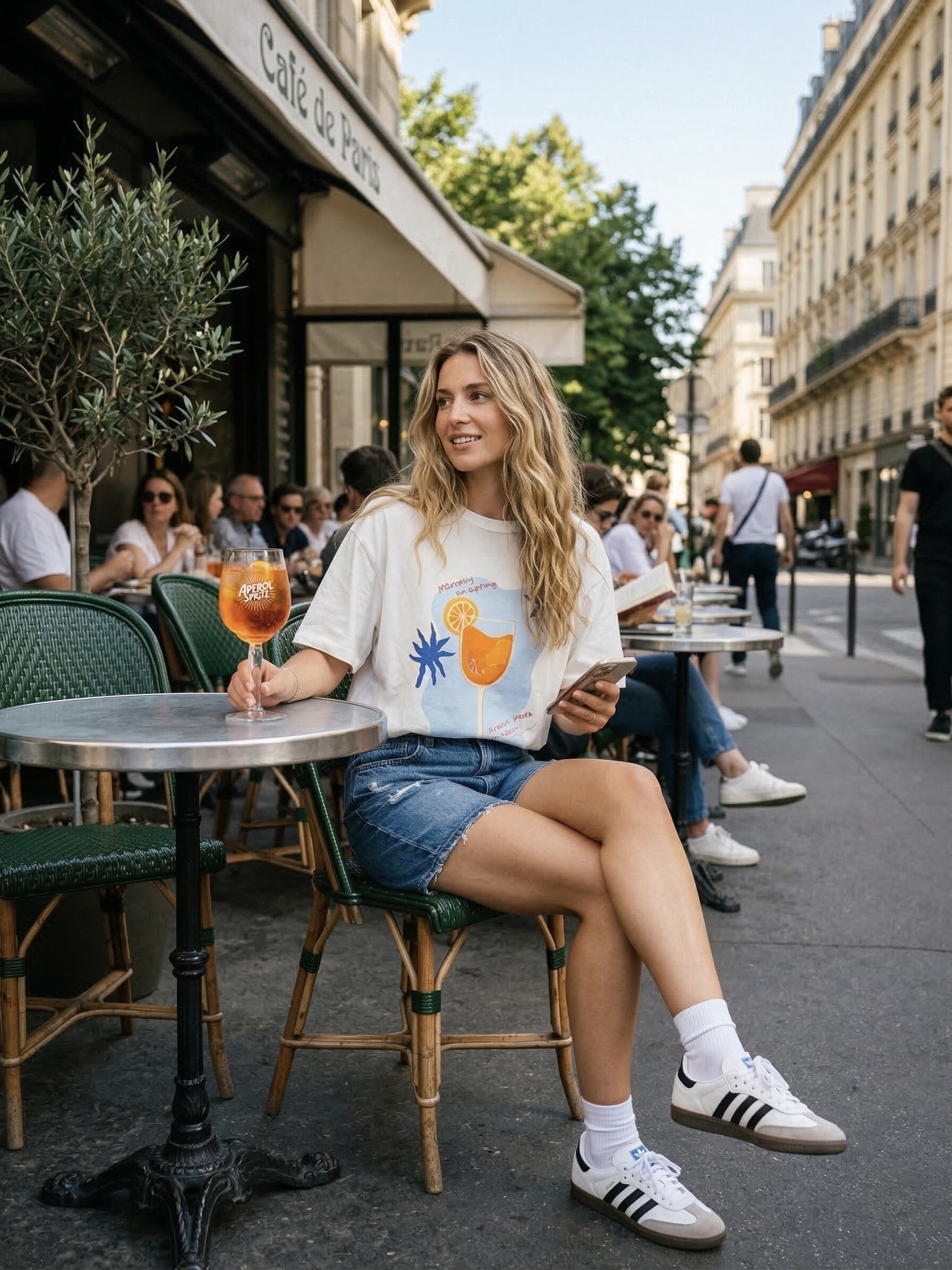 Mayorista L'ESSENTIEL - Camiseta de Manga Corta con Estampado de Aperol Spritz en el Frente -